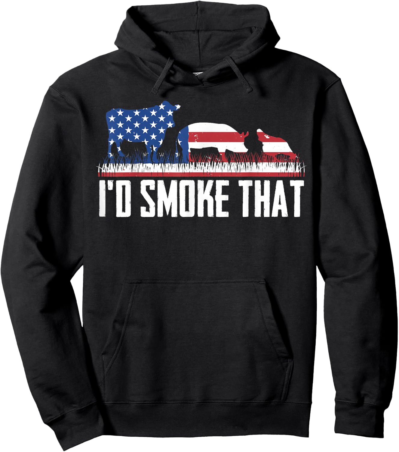 I'd Smoke That US Flag Patriot BBQ Barbeque Chef Hoodie - Hoodie | Black
