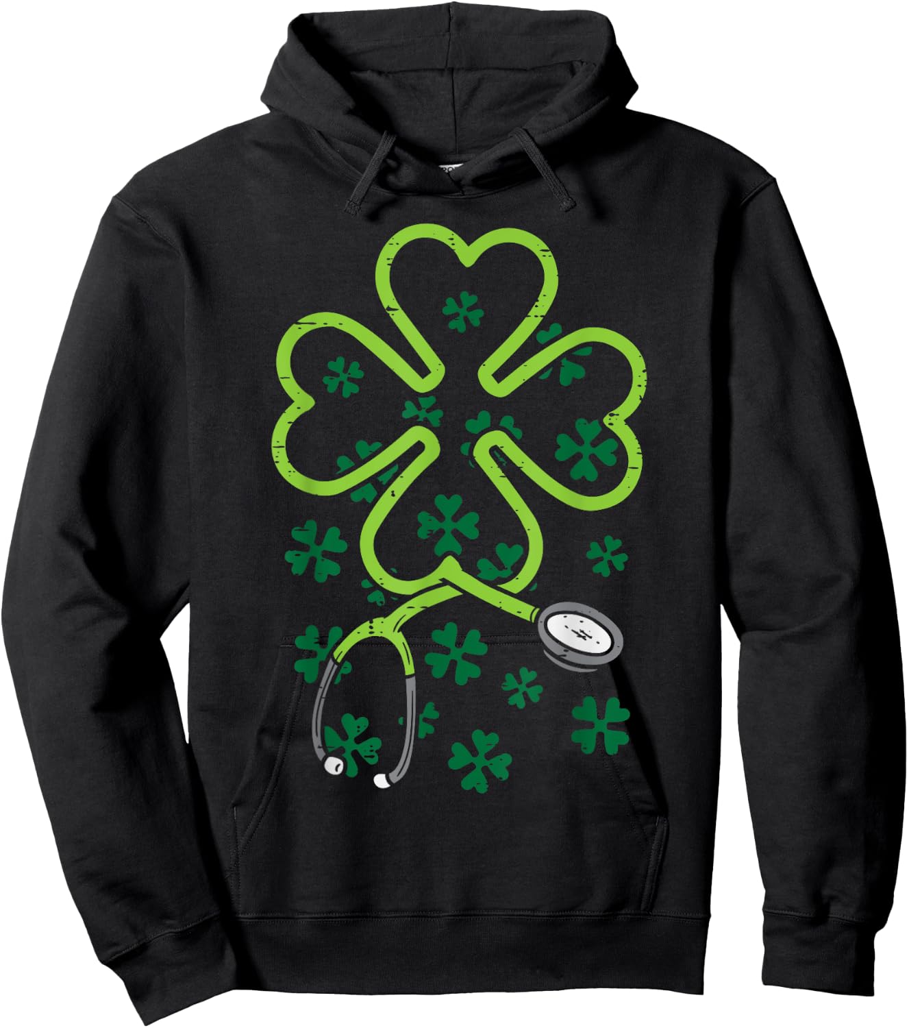 Shamrock Stethoscope Scrub Nurse St Patricks Day RN Women Hoodie - Hoodie | Black
