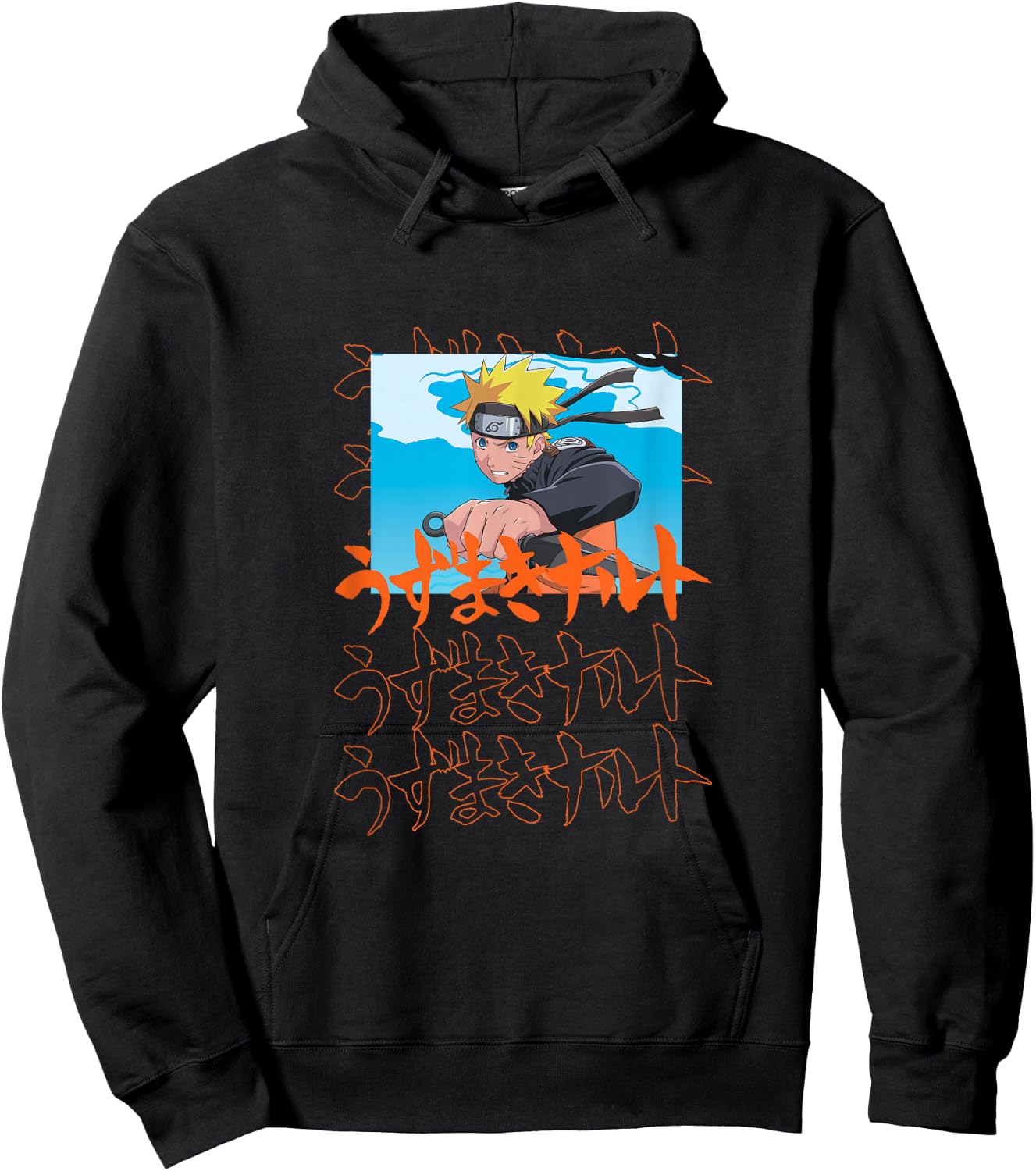 Naruto Shippuden Naruto with Kanji Hoodie - Hoodie | Black