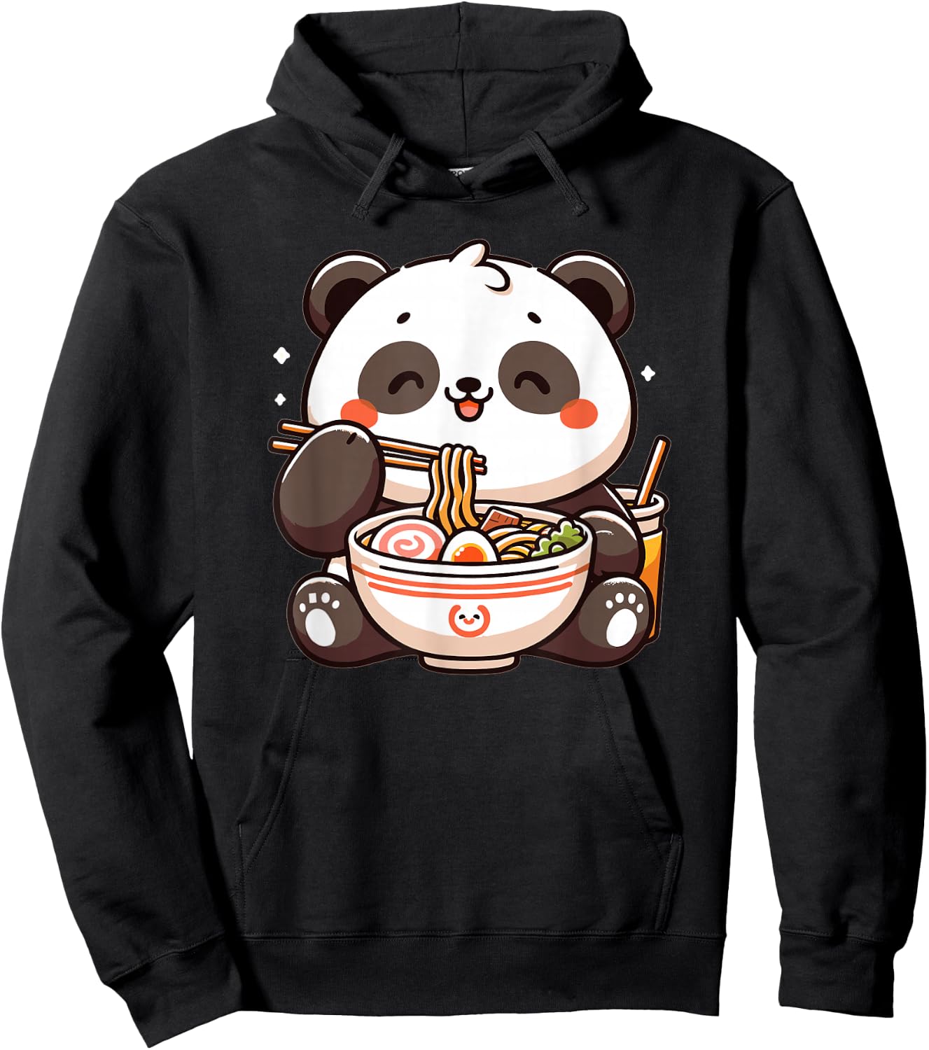 Cute Panda Eats Ramen Noodles Pandas Ramen Hoodie - Hoodie | Black