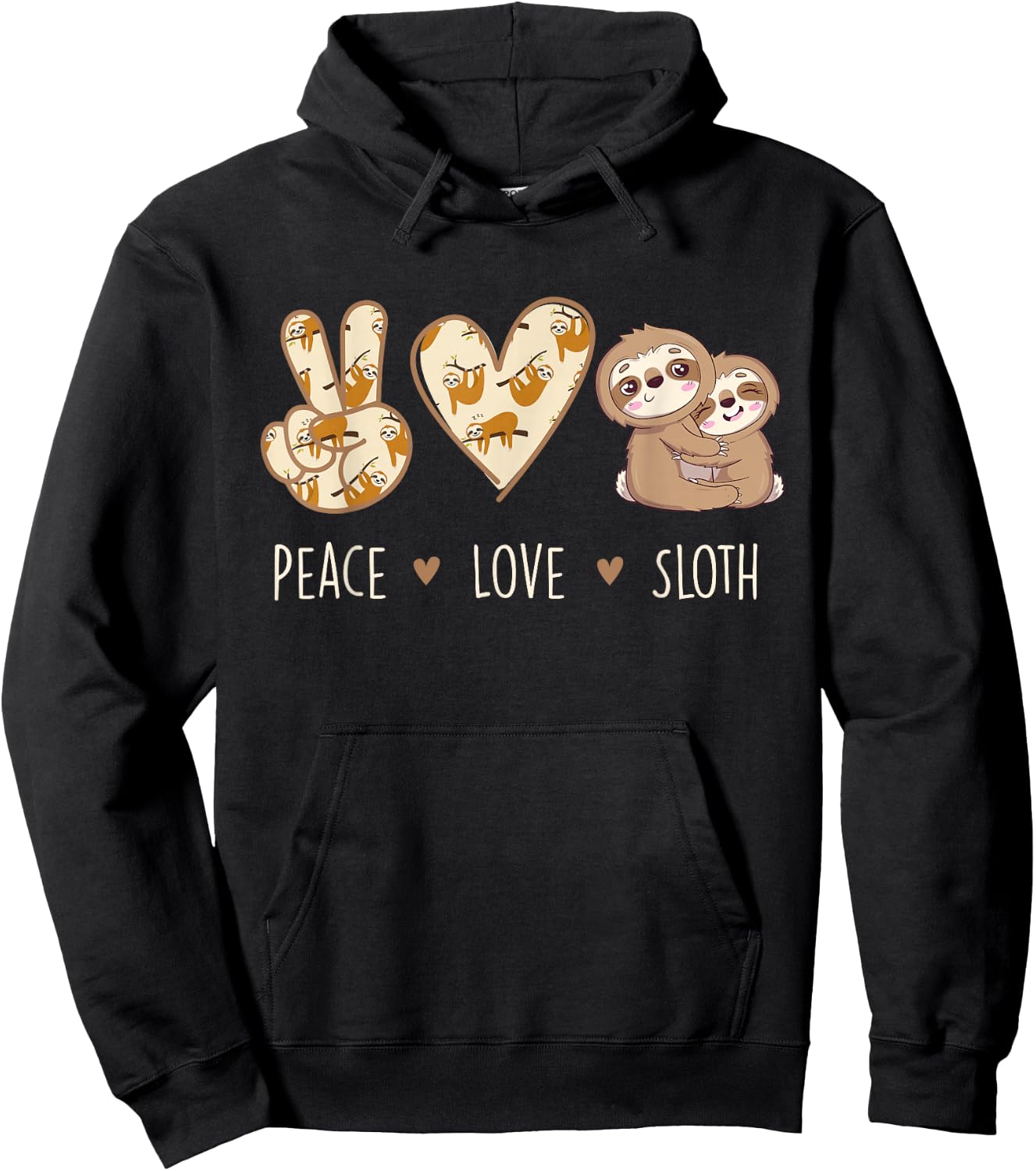 Peace Love Sloth - Animal Lover Environmentalist Zookeeper Hoodie - Hoodie | Black