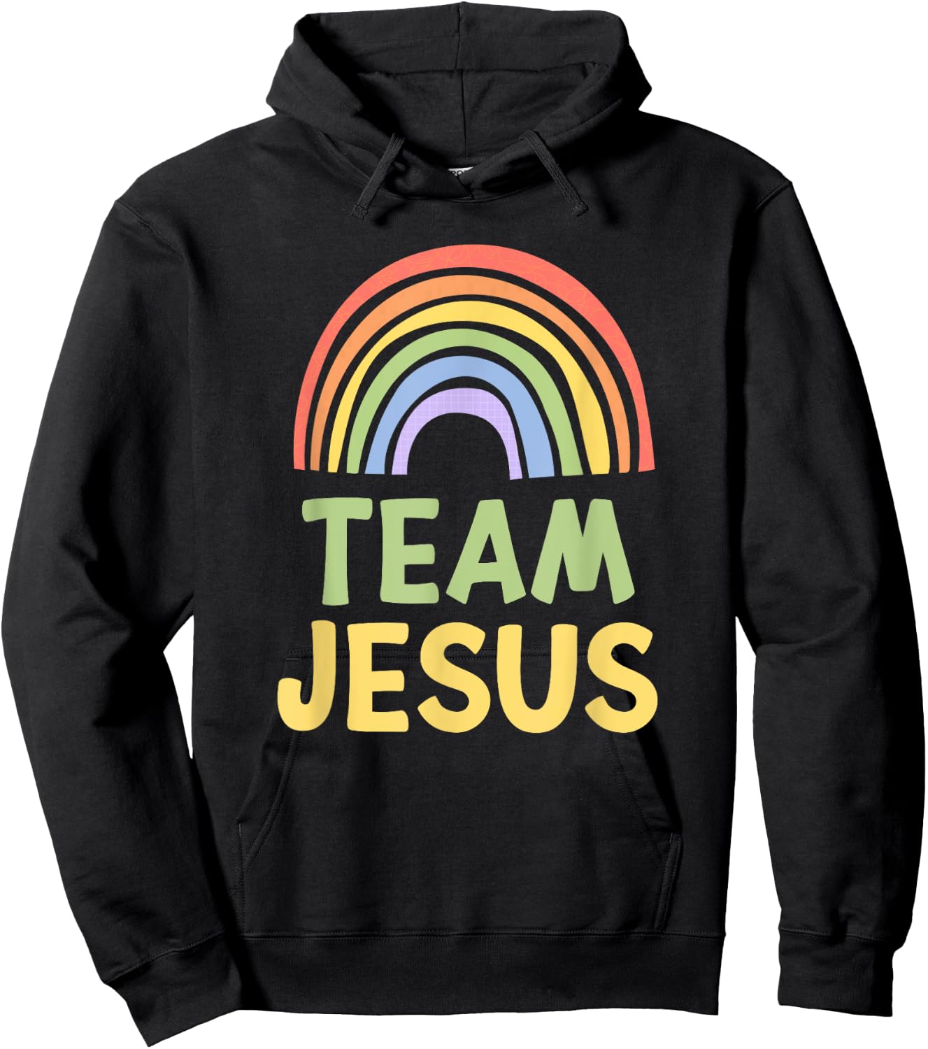 Happy Colorful Team Jesus Rainbow Pride Green Yellow Hoodie - Hoodie | Black
