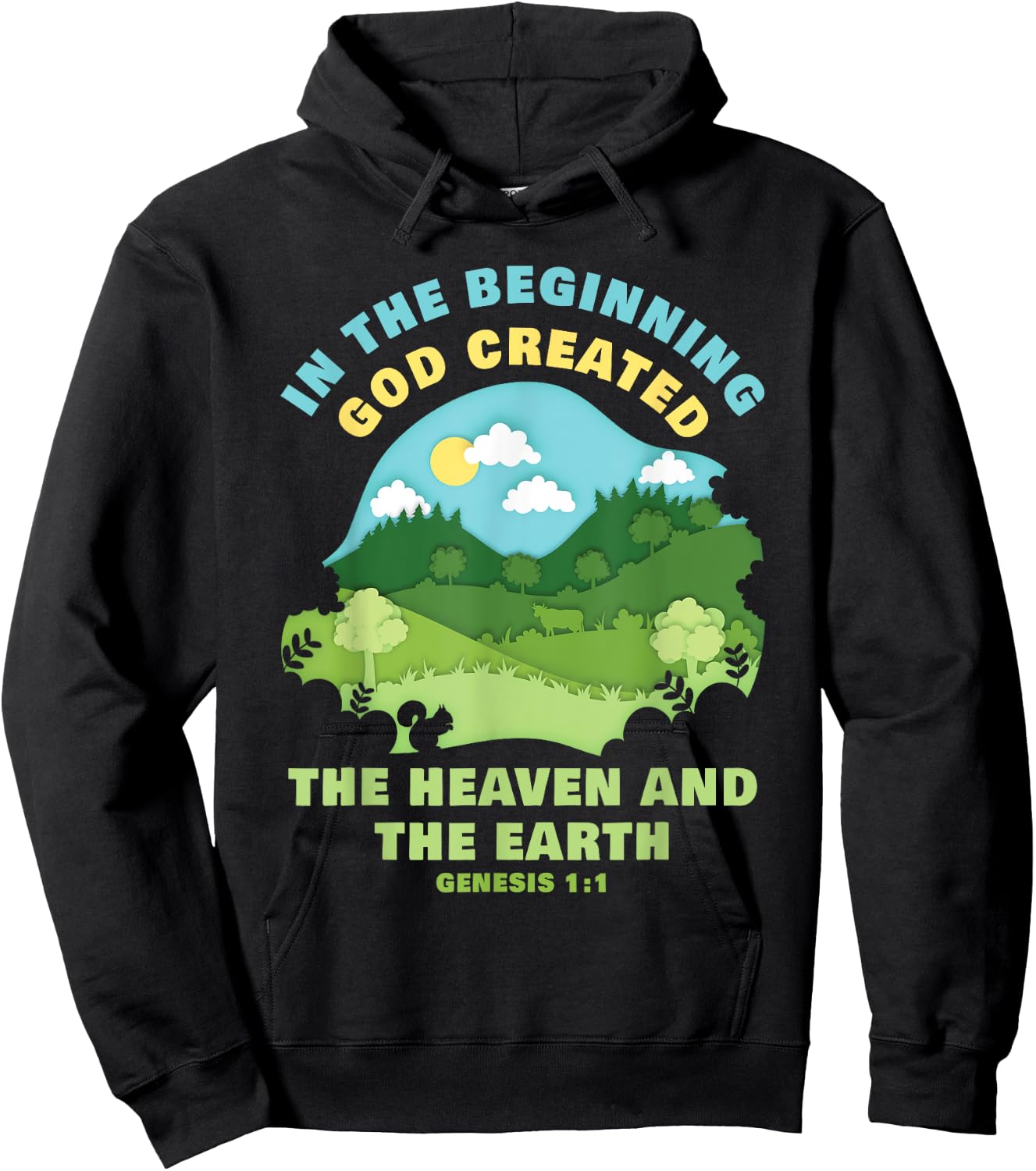 Genesis 1:1 In The Beginning GOD Created – Kids Faith Verse Hoodie - Hoodie | Black