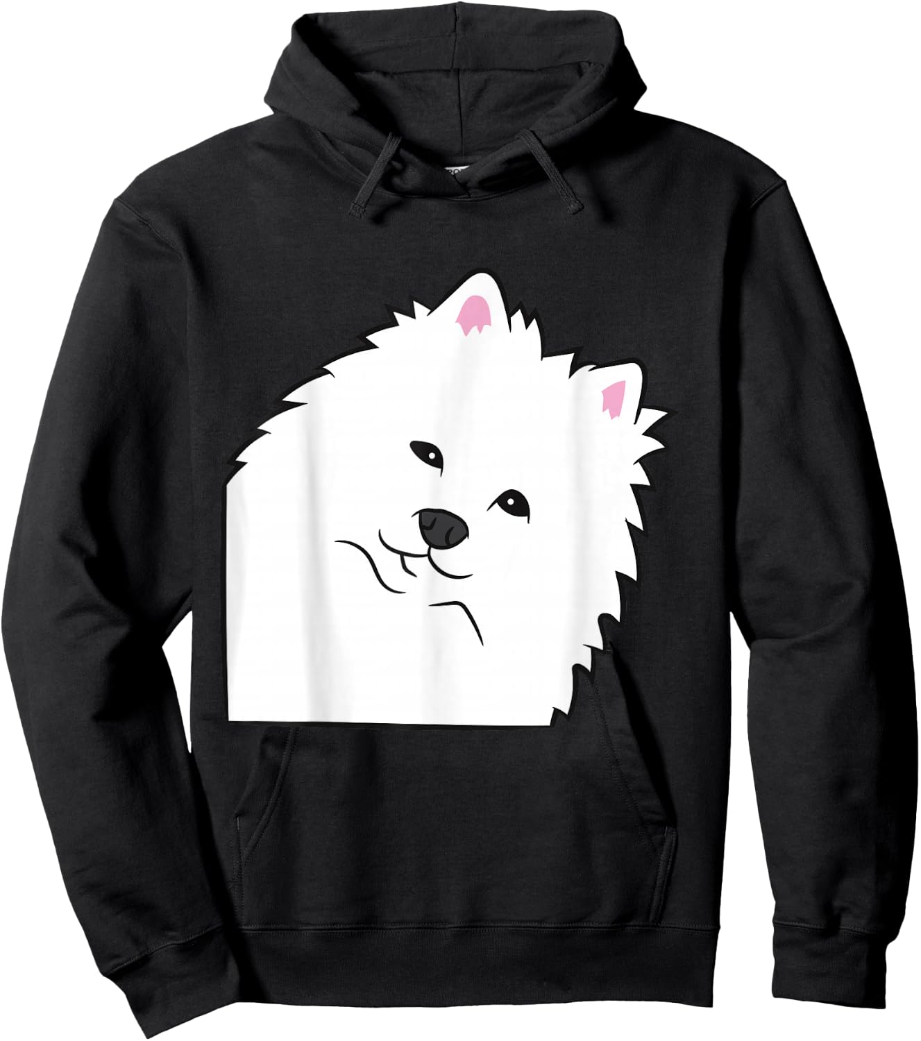 American Eskimo Dog Peeking From Side Cute American Eskimo Hoodie - Hoodie | Black