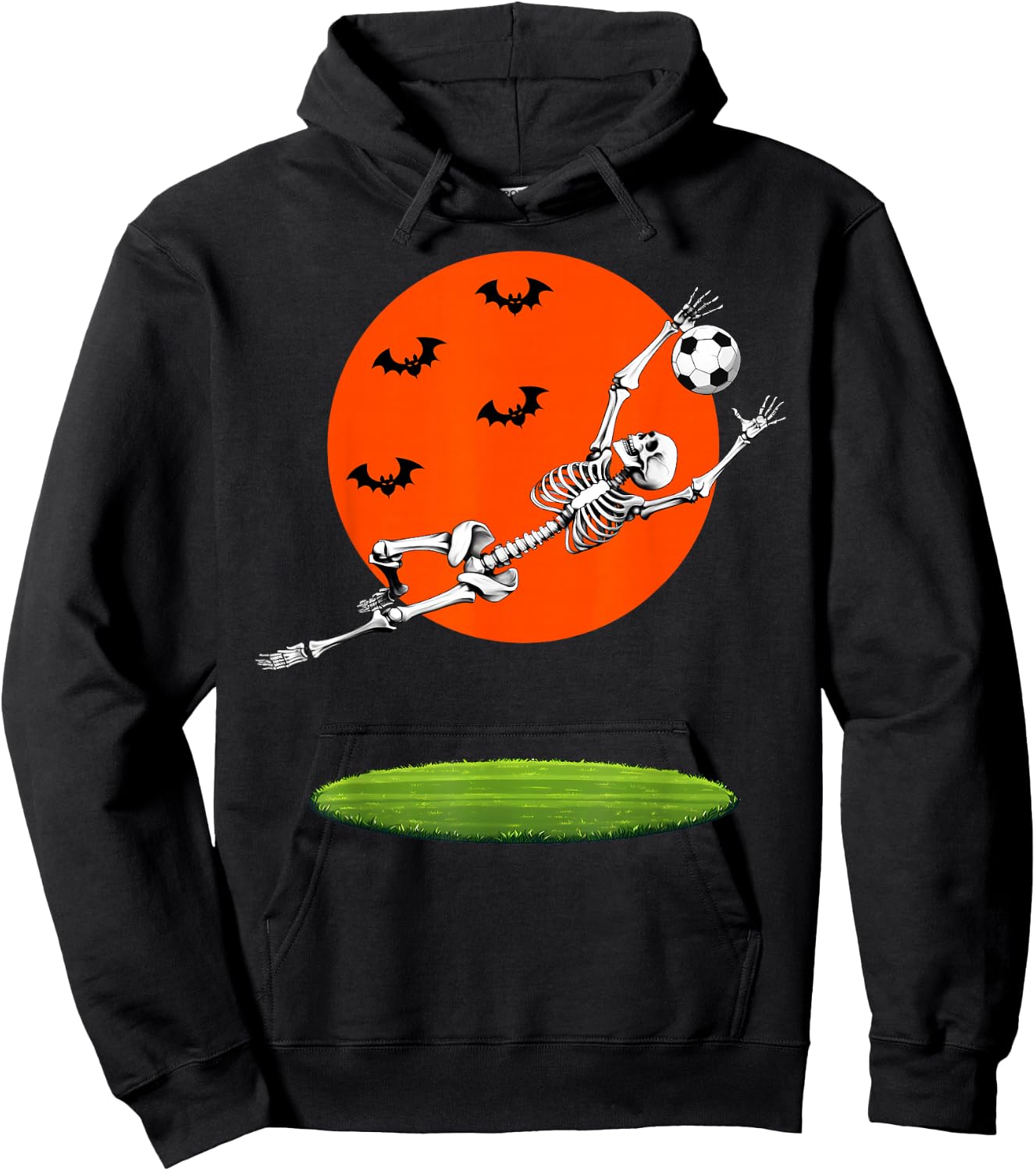 Soccer Skeleton Soccer Player Goalie Halloween Sports Moon Hoodie - Hoodie | Black
