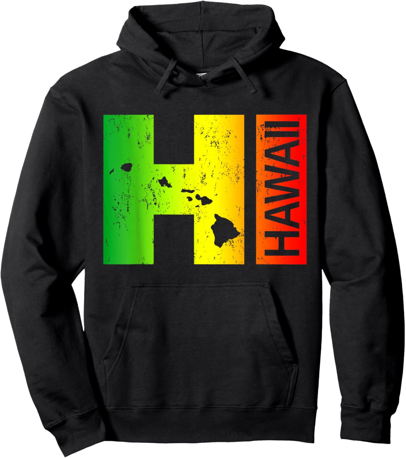 HI Hawaii Islands Hawaiian Beach Hoodie - Hoodie | Black