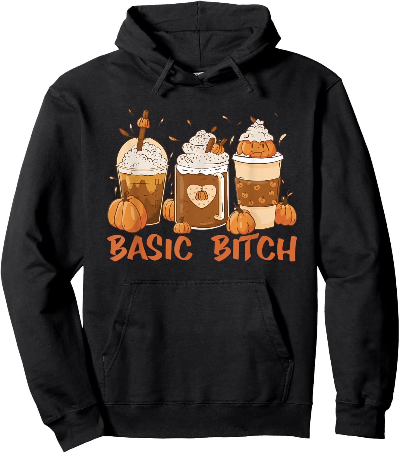 BASIC BITCH Funny Pumpkin Spice Halloween Coffee Fall Meme Hoodie - Hoodie | Black