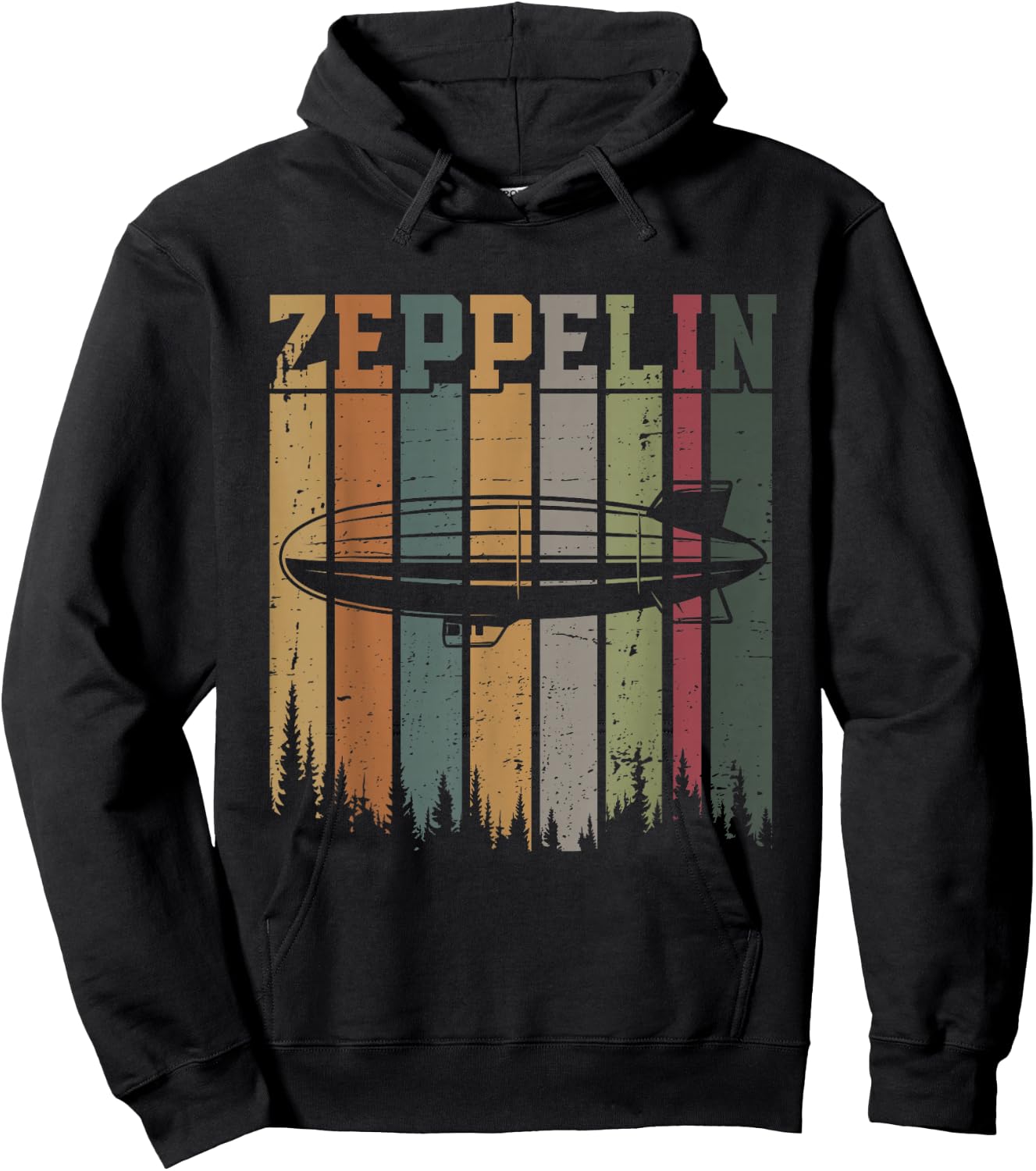Retro Zeppelin 70s 80s Dirigible Airship Zepelin Zepplin Hoodie - Hoodie | Black