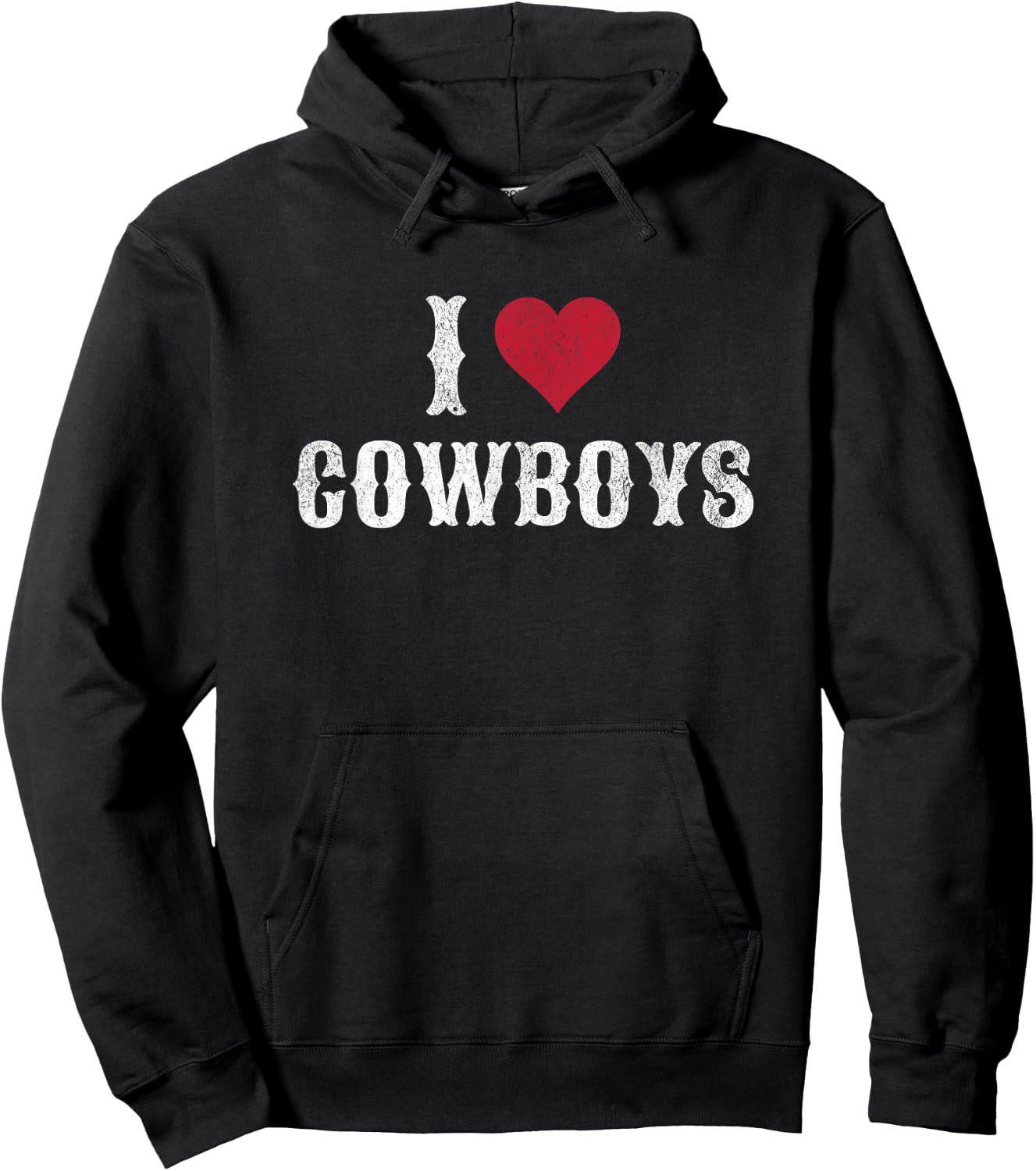 I Love Cowboys I Heart Cowboys Funny Western Rodeo Hoodie - Hoodie | Black
