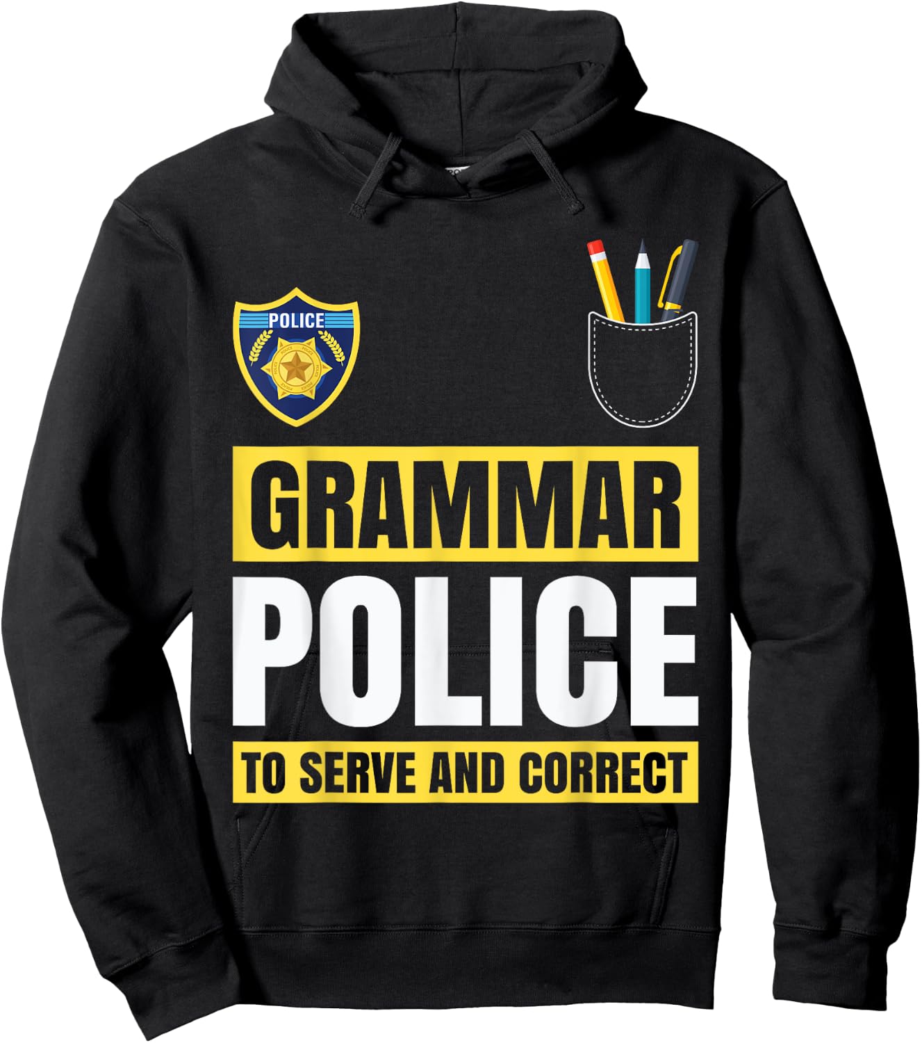 Grammar Police Funny Costume Idea Gift Teachers Students Women Kids Hoodie - Hoodie | Black