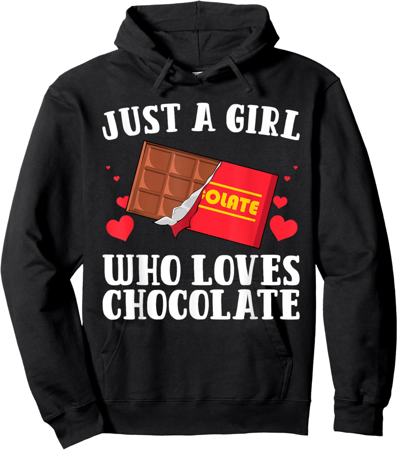 Funny Chocolate Lover Art Girls Love Chocolate Hoodie - Hoodie | Black
