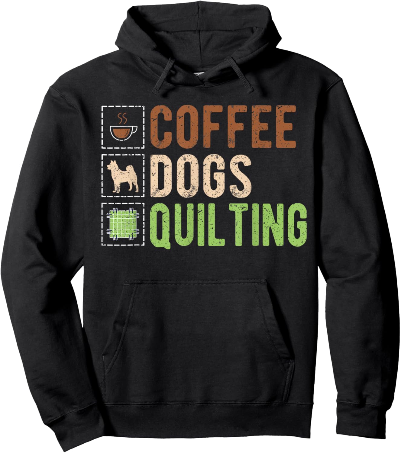Coffee Dogs Quilting Hoodie - Hoodie | Black
