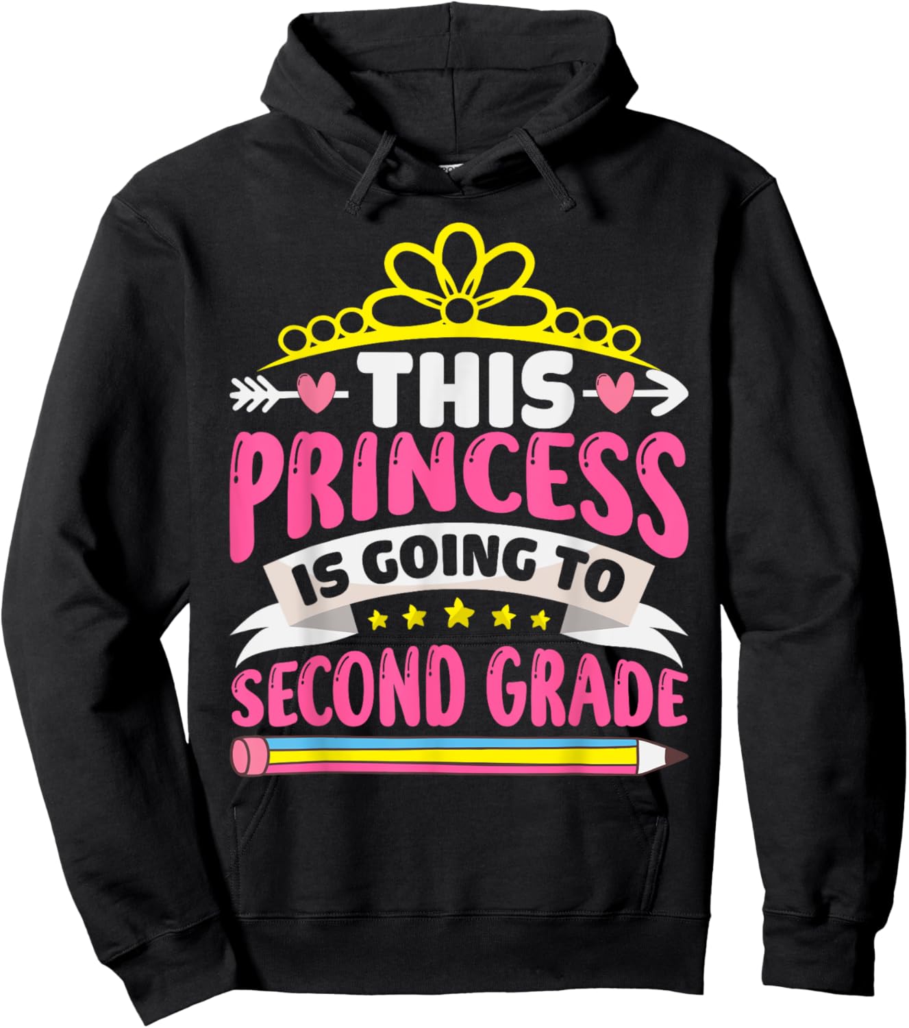 This Princess Is Going To Second Grade Girls Back to School Hoodie - Hoodie | Black