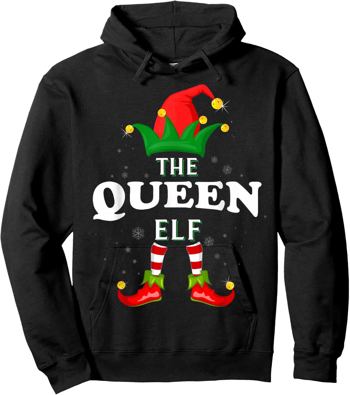 Xmas Queen Elf Family Matching Christmas Pajama Hoodie - Hoodie | Black