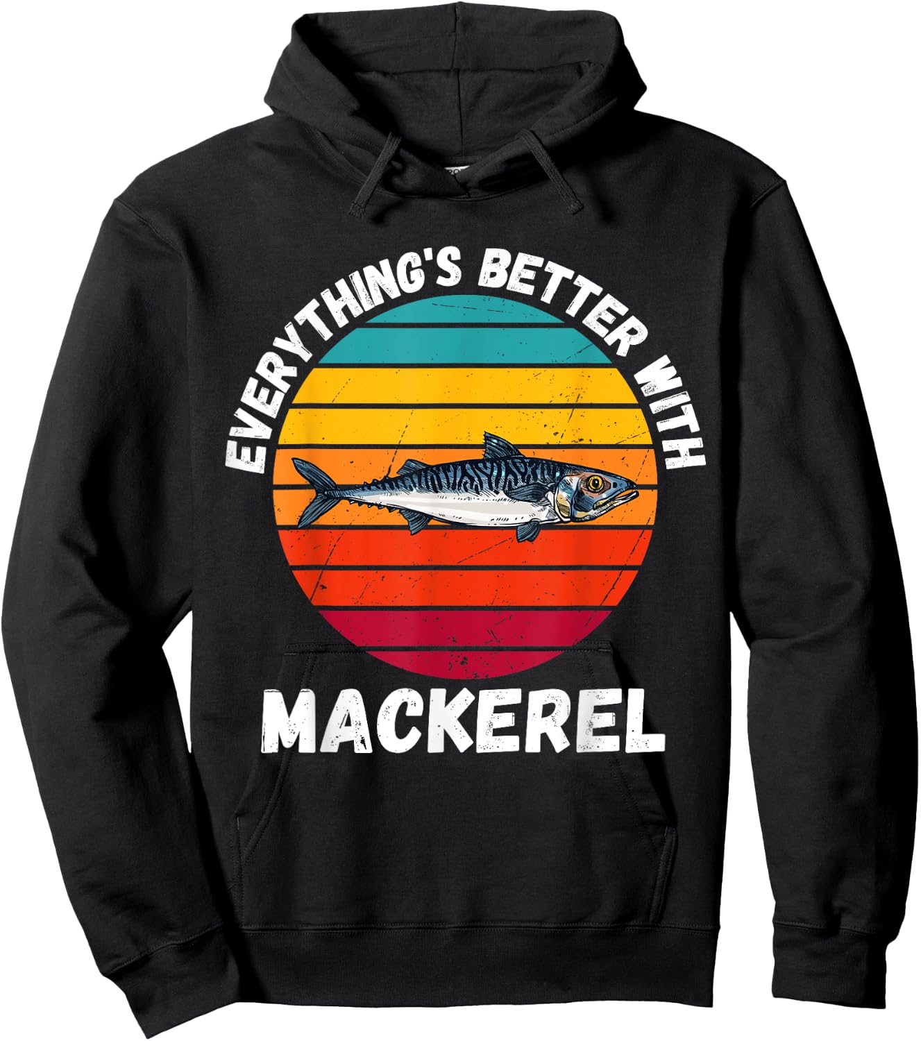 Vintage Mackerel Everything's Better With Mackerel Retro Hoodie - Hoodie | Black