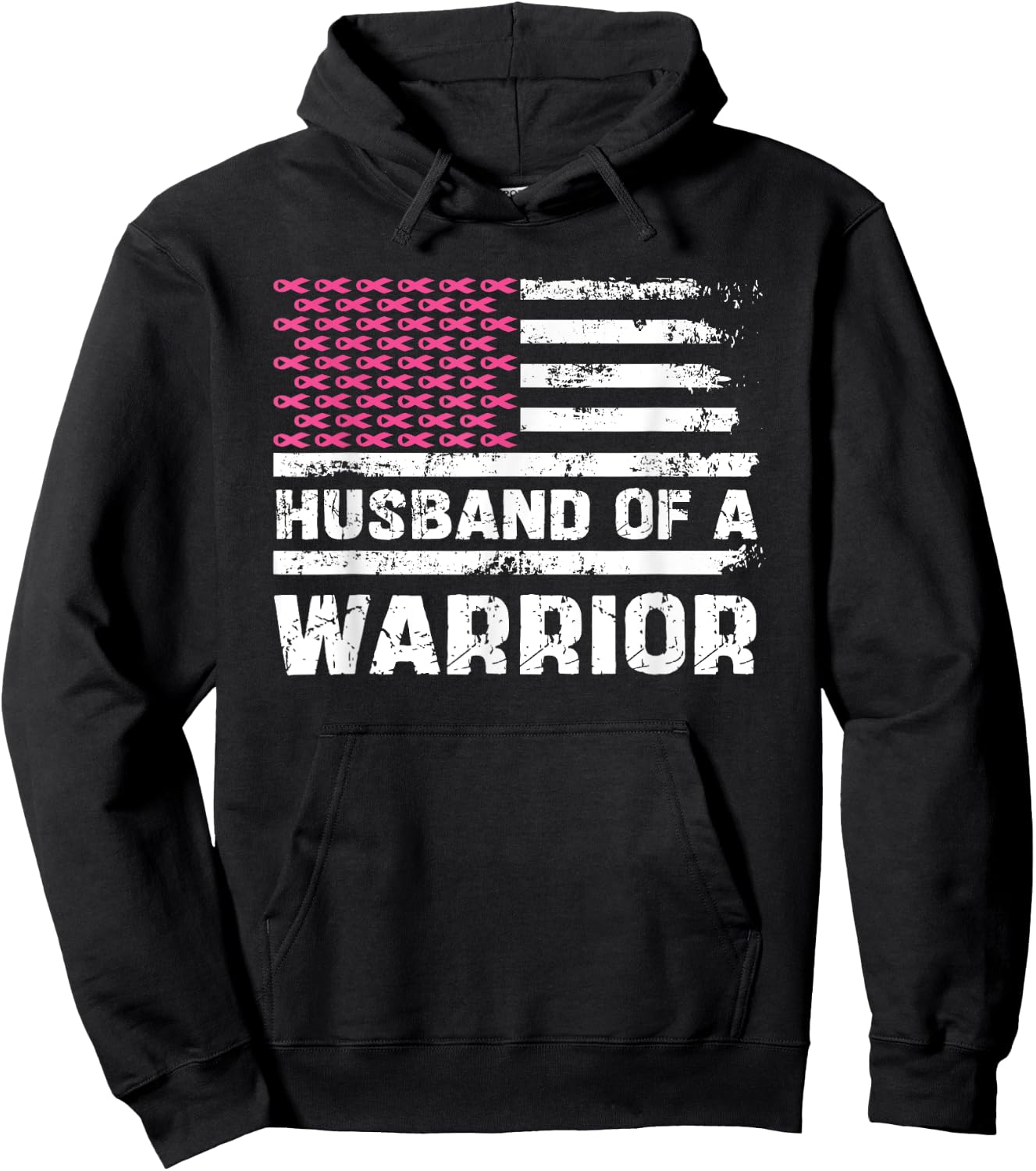 husband of a warrior Breast Cancer Awareness support squad Hoodie - Hoodie | Black