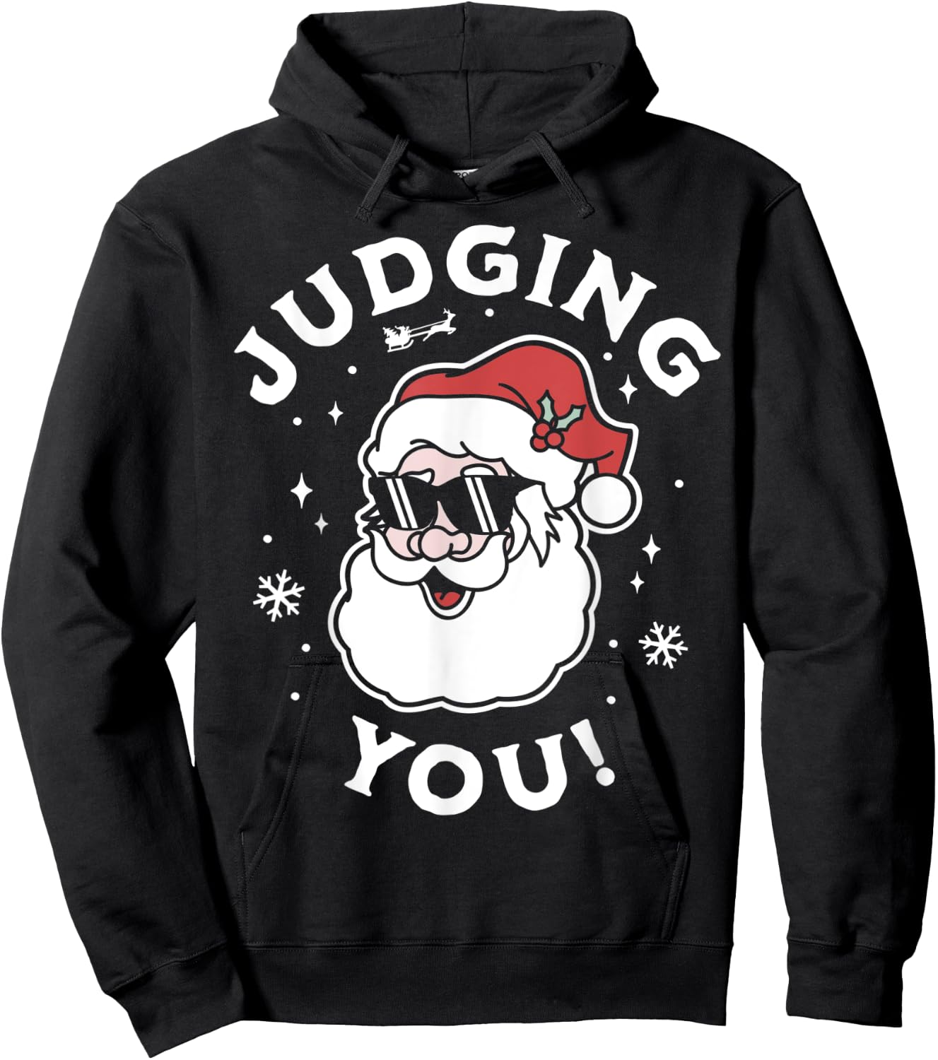 Judging You - Funny Ugly Christmas Sweater Santa Claus Hoodie - Hoodie | Black