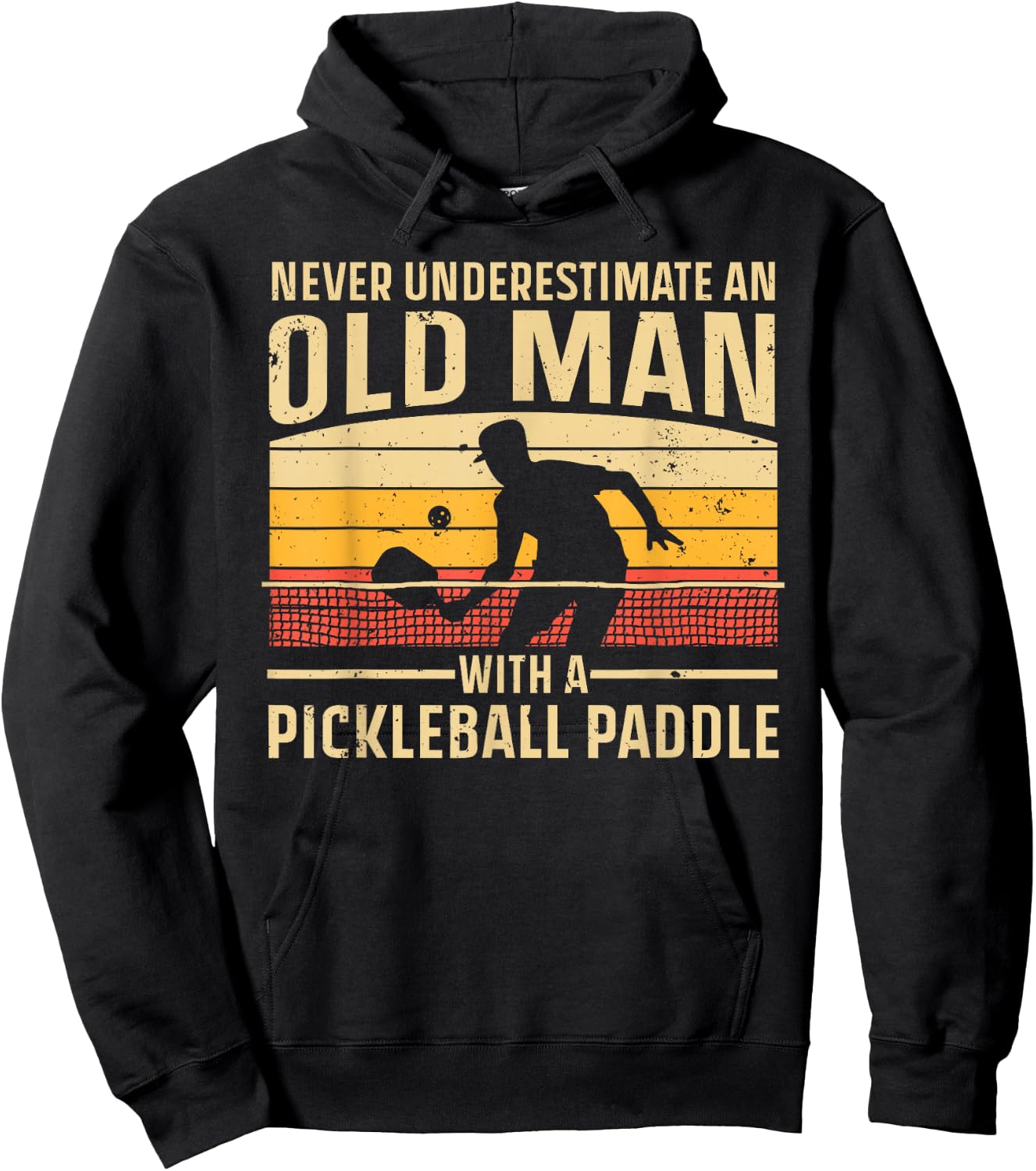 Cool Pickleball Art Grandpa Paddle Pickleball Player Hoodie - Hoodie | Black