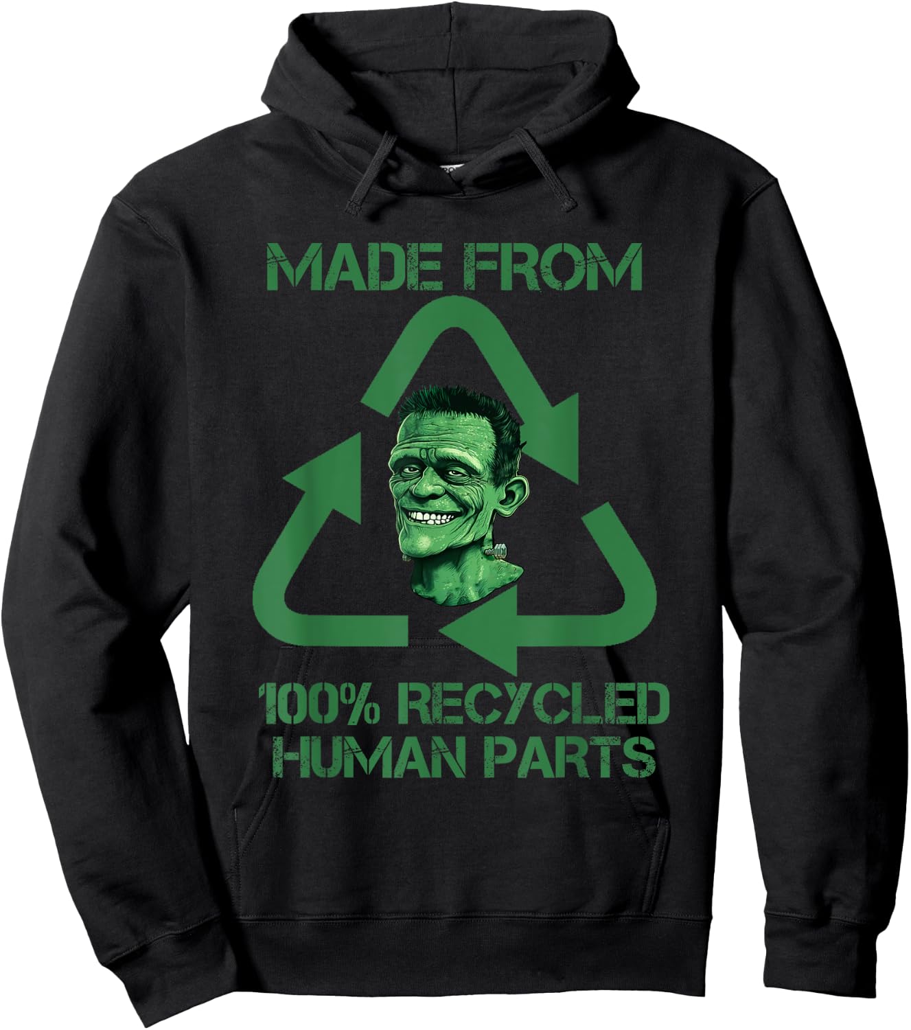 Frankenstein Made From 100% Recycled Human Parts - Halloween Hoodie - Hoodie | Black