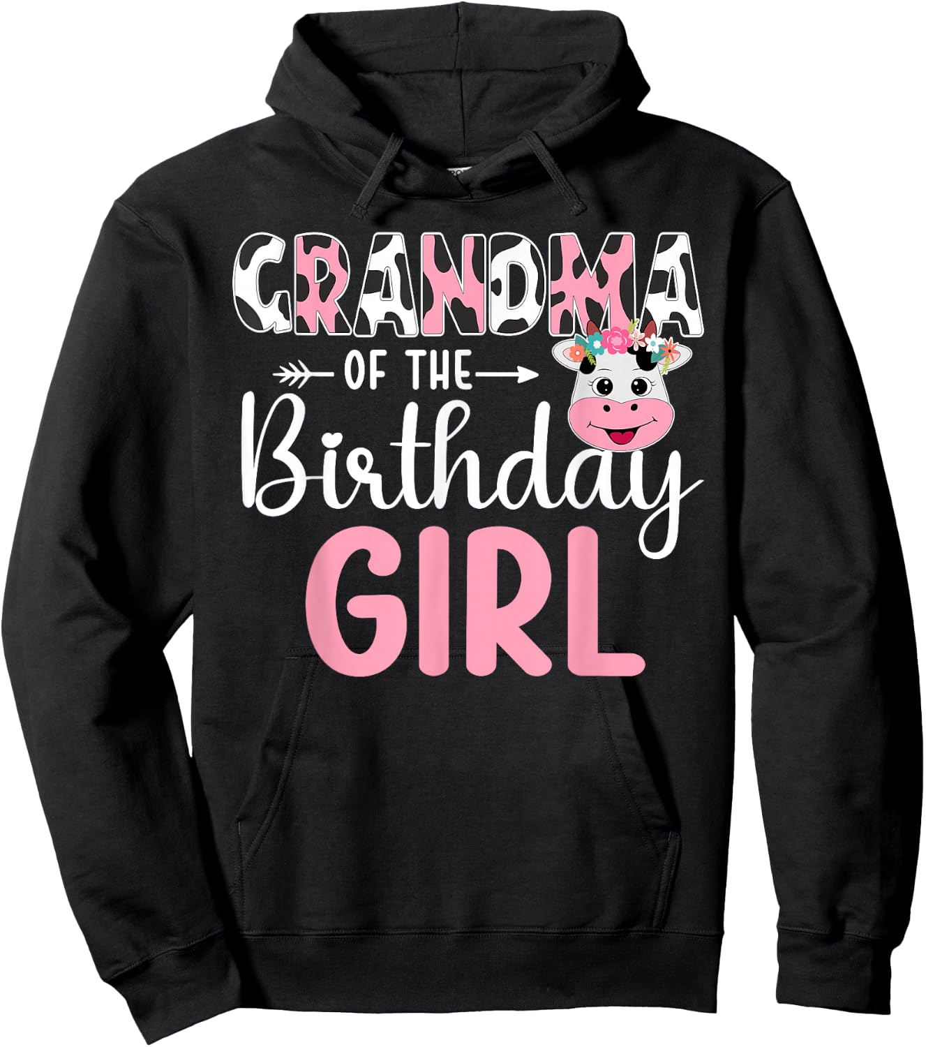Grandma Of The Birthday Girl Farm Cow 1 St Birthday Girl Hoodie - Hoodie | Black