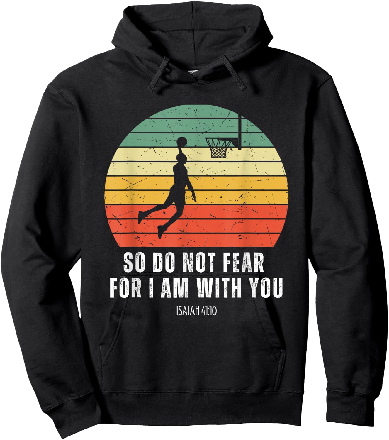 Christian Retro Basketball Verse Men Boys Kids Religious Hoodie - Hoodie | Black