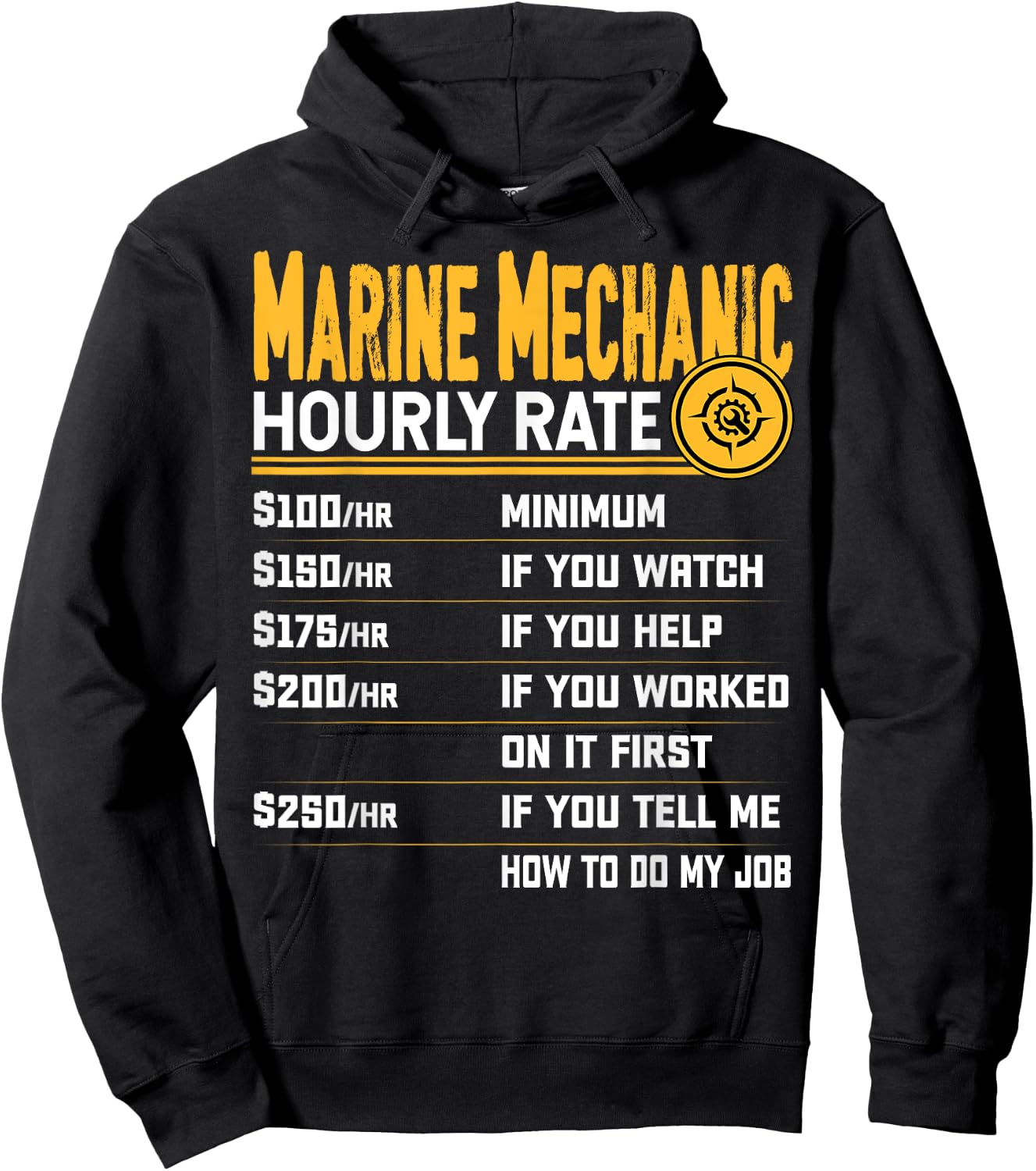 Best Marine Mechanic Hourly Rate Hoodie - Hoodie | Black