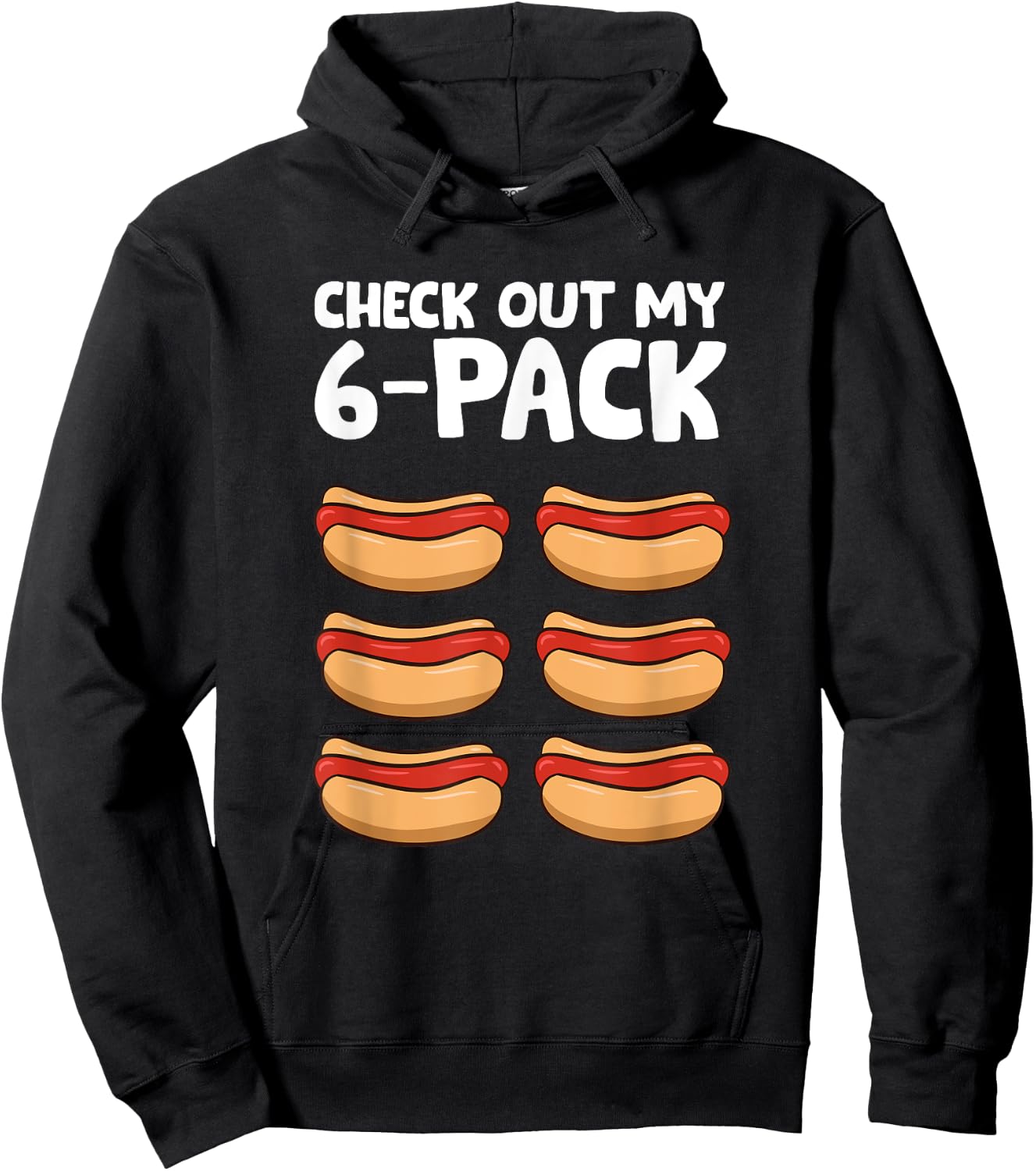 Funny Hotdog Lover Check Out My 6 Pack Hot Dog Women Girls Kids Hoodie - Hoodie | Black
