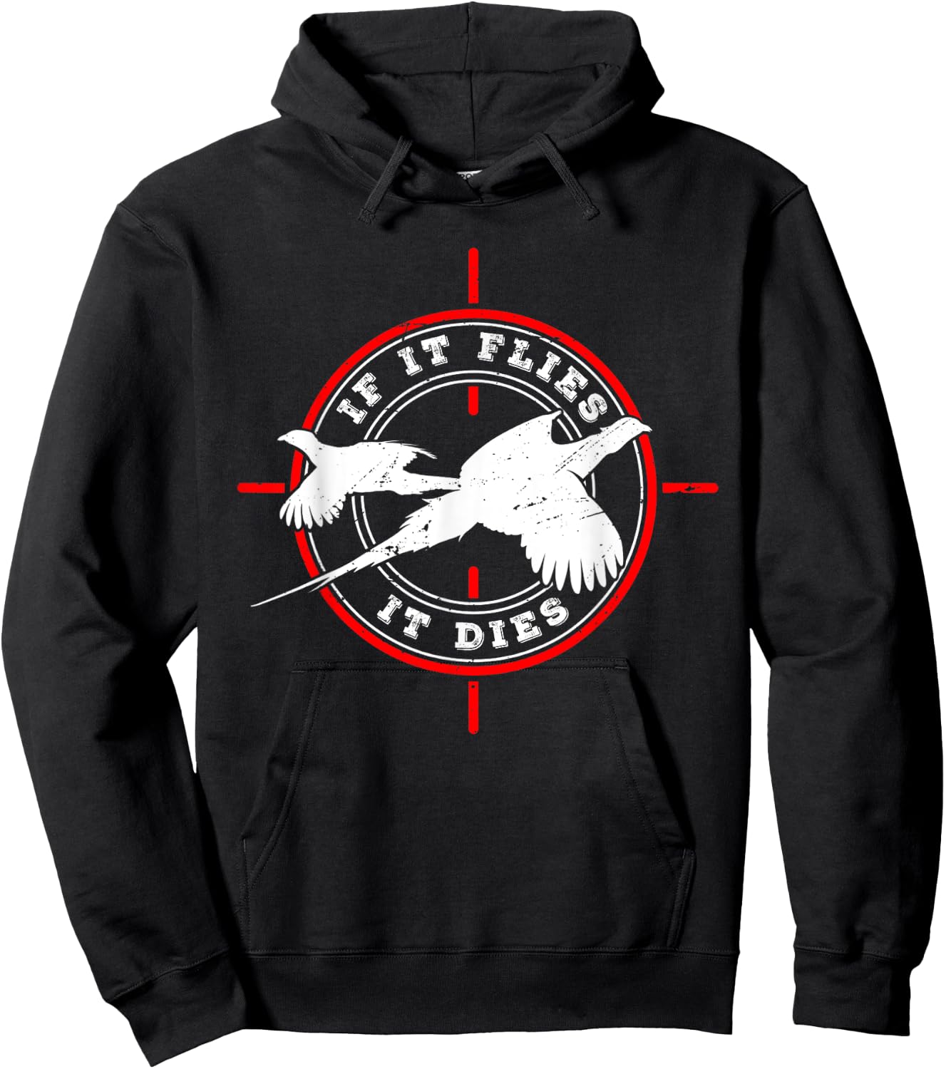If it flies it dies for Pheasant hunter Pheasant Hunter Black Small Regular Fit Short Sleeve Cotton 60% Polyester 40% Women Hunters Hoodie - Hoodie | Black