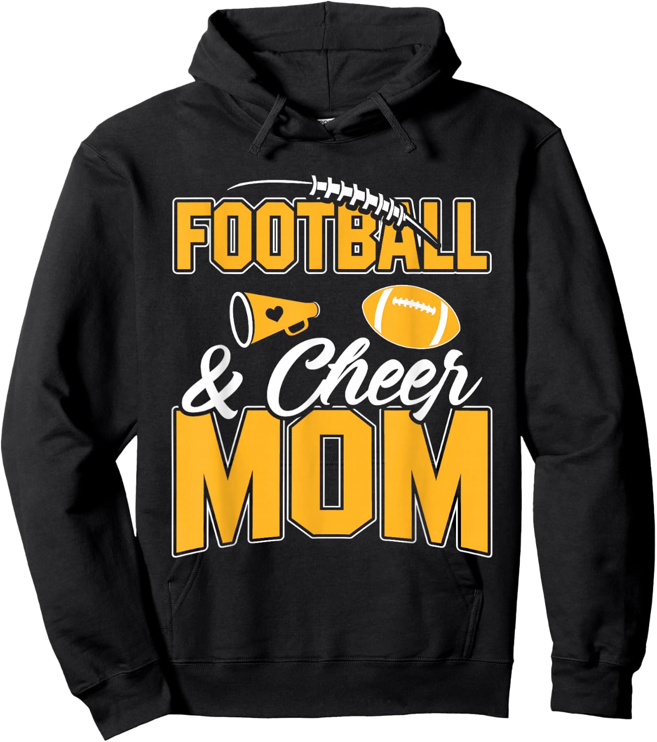 Football and Cheer Mom Cheerleading Mother Football Hoodie - Hoodie | Black