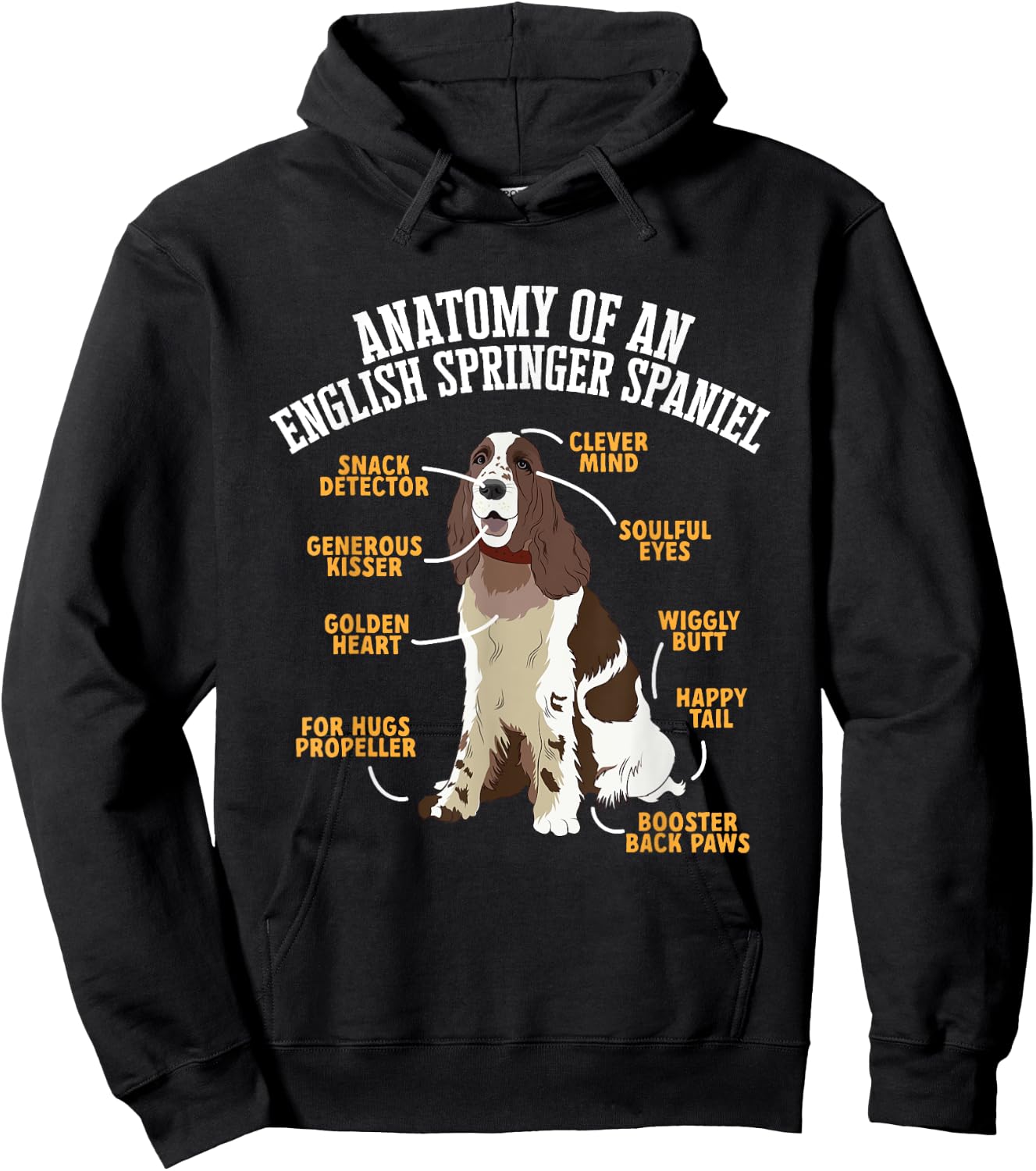 Anatomy Of An English Springer Spaniel Hoodie - Hoodie | Black