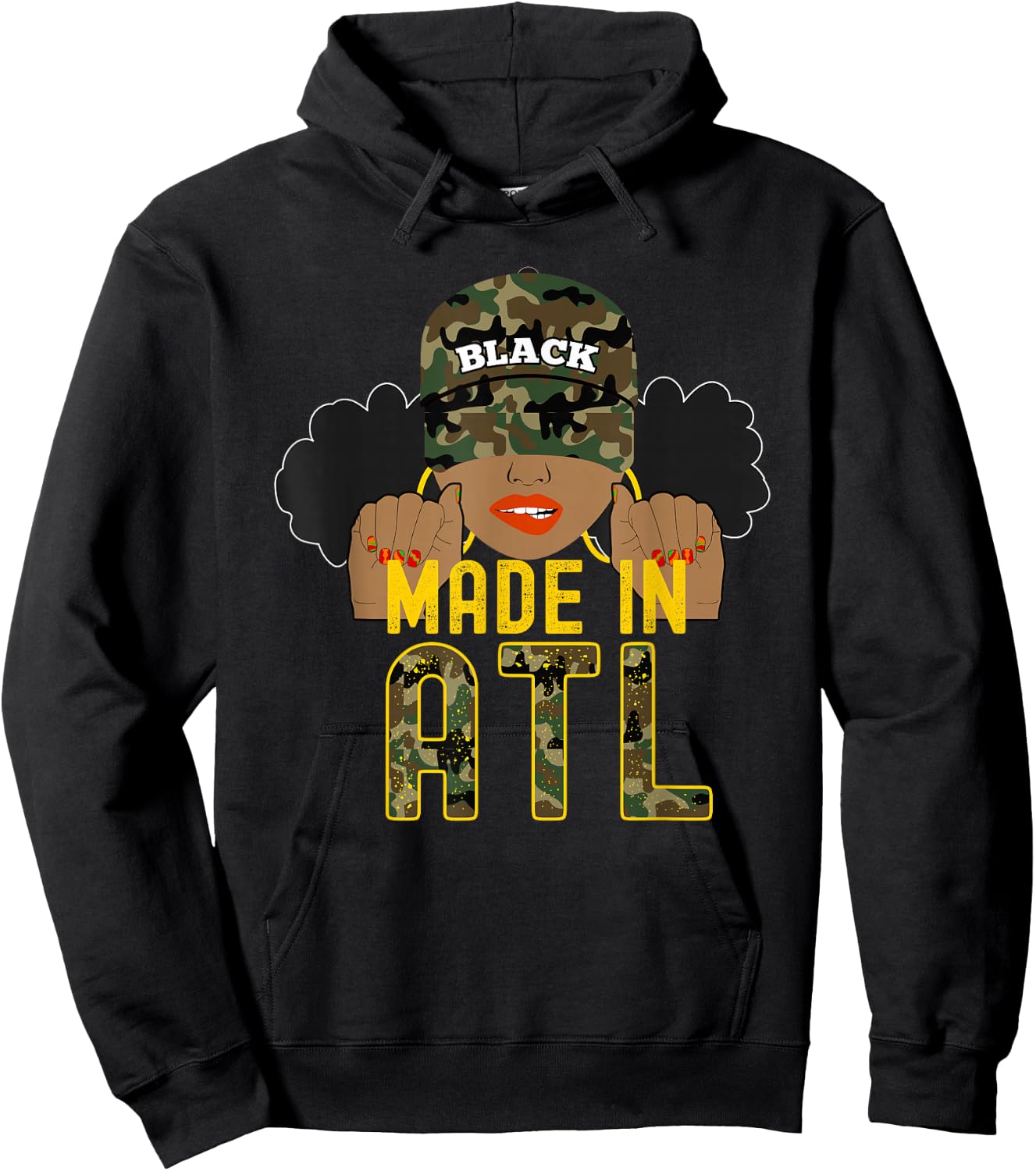 From ATL Atlanta ATLien Black Woman Camo Hoodie - Hoodie | Black