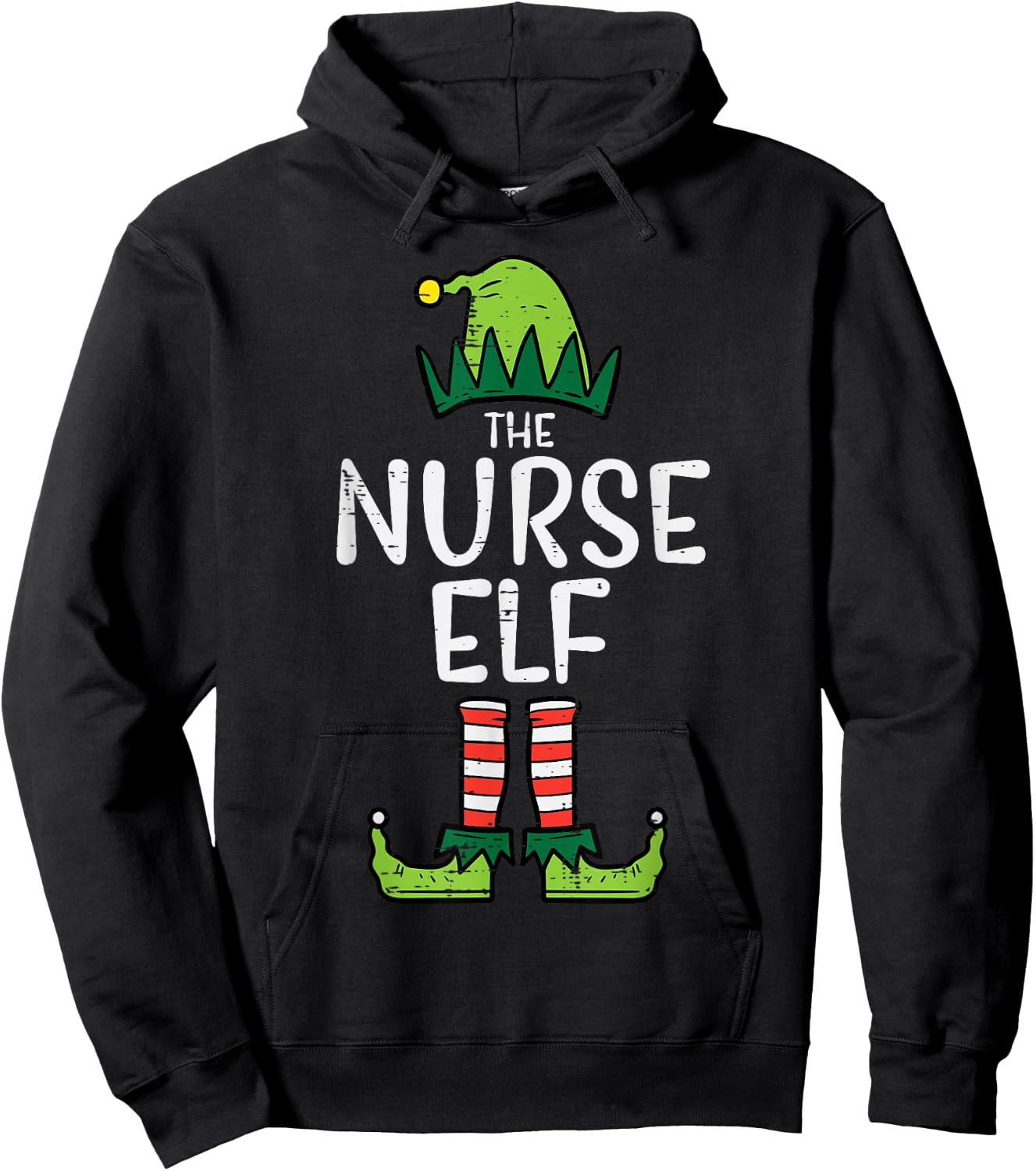 Nurse Elf Xmas Matching Christmas For Family Winter Scrub Hoodie - Hoodie | Black