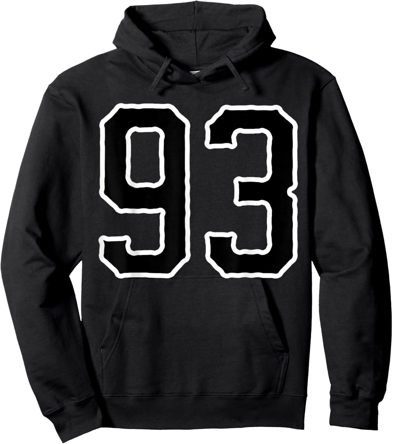 Number #93 White Black Sports Team Number 93 Hoodie - Hoodie | Black
