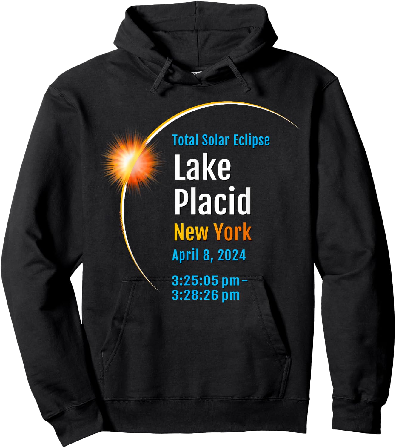 Lake Placid New York NY Total Solar Eclipse 2024 :: 1 :: Hoodie - Hoodie | Black