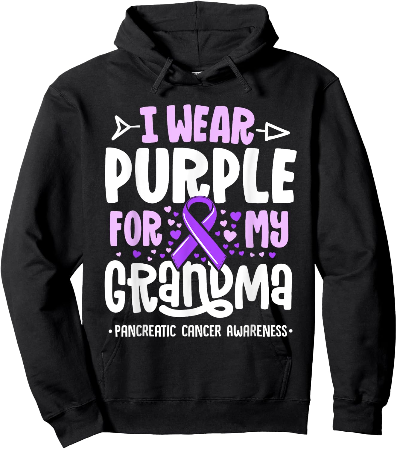 I Wear Purple For My Grandma Pancreatic Cancer Awareness Hoodie - Hoodie | Black