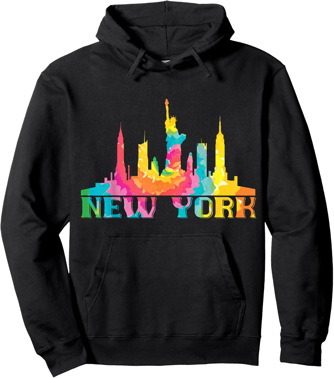 New York City Skyline NYC Tie Dye Liberty I Love New York Hoodie - Hoodie | Black