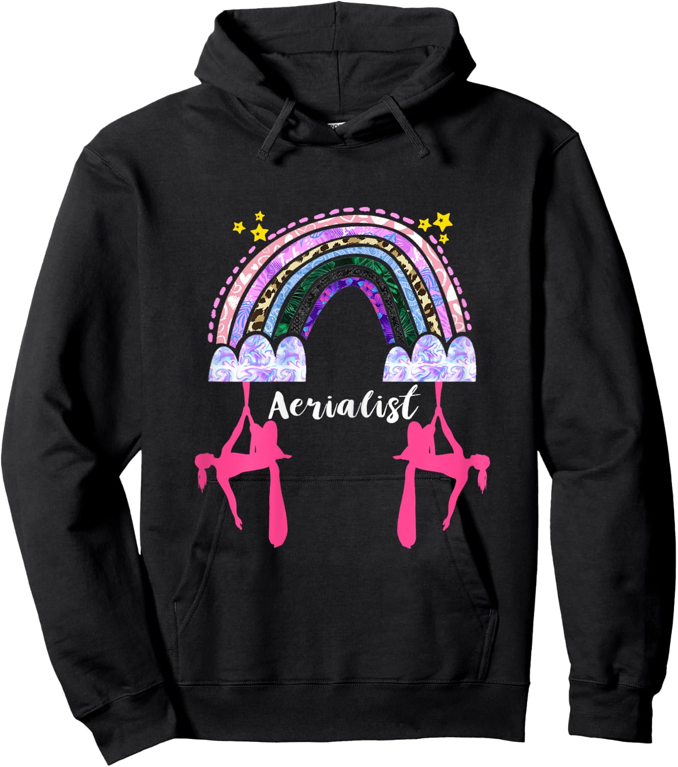 Hanging Aerialist Rainbow Aerial Silk Aerial Hoop Aerial Hoodie - Hoodie | Black