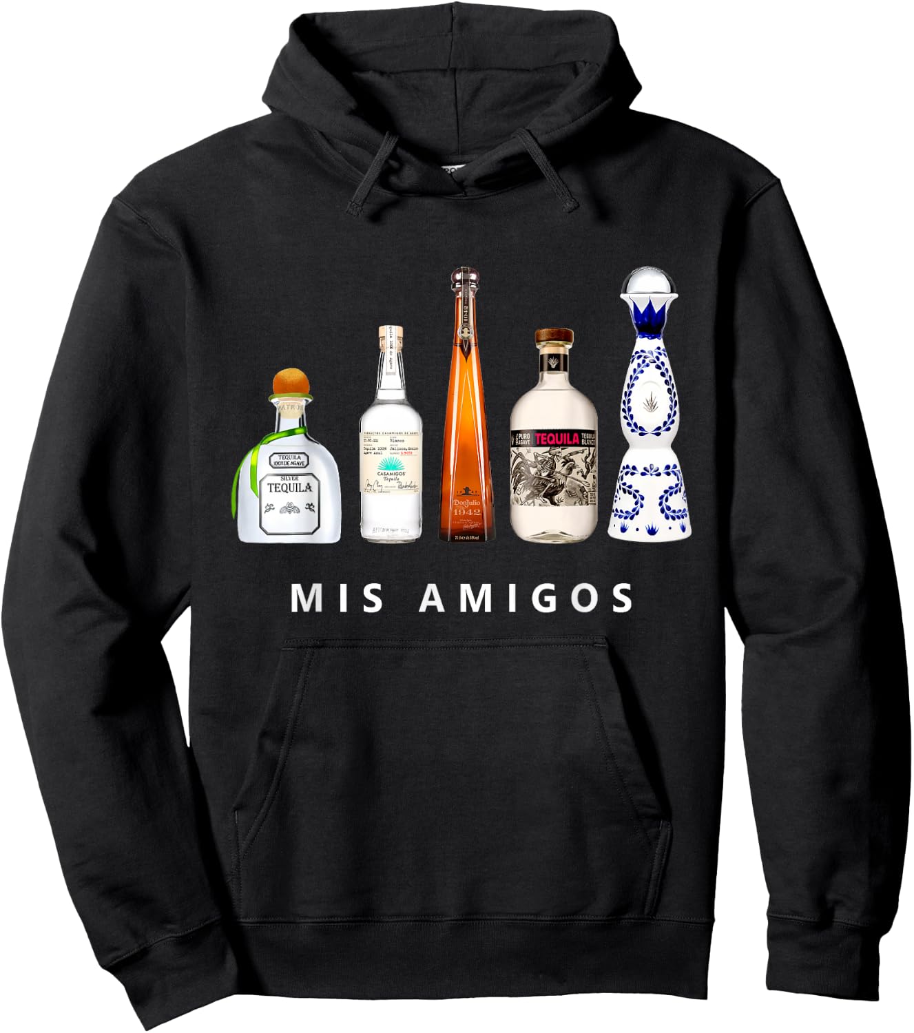 Mis Amigos Tequila Funny Cinco De Mayo Mexican Party Hoodie - Hoodie | Black