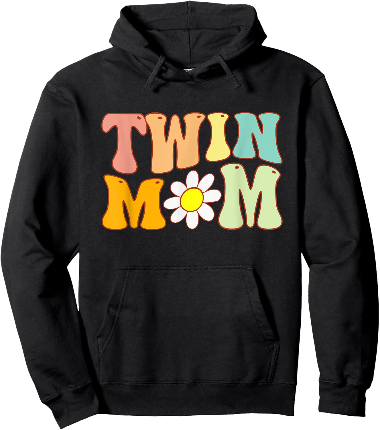 Groovy Twin Mama Funny Mother's Day For New Mom Of Twins Hoodie - Hoodie | Black