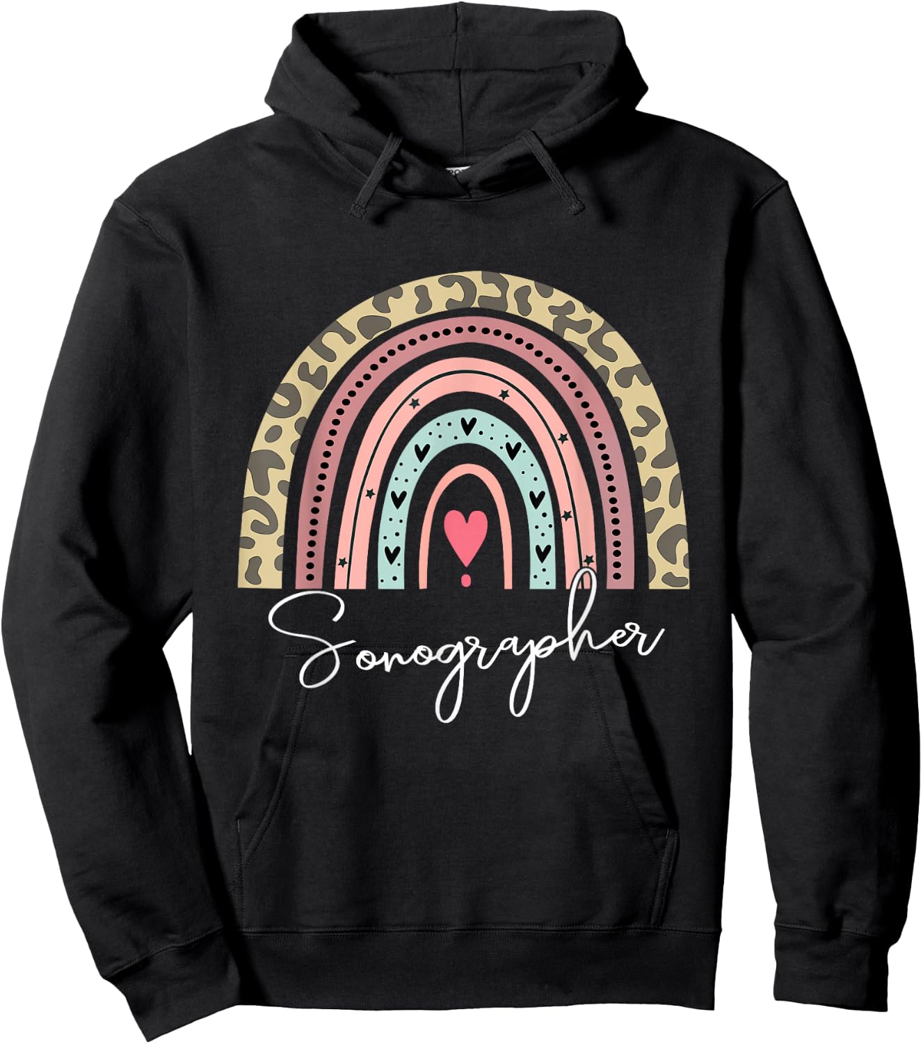 Sonographer Rainbow Sonography Ultrasound Tech Cardiac Hoodie - Hoodie | Black