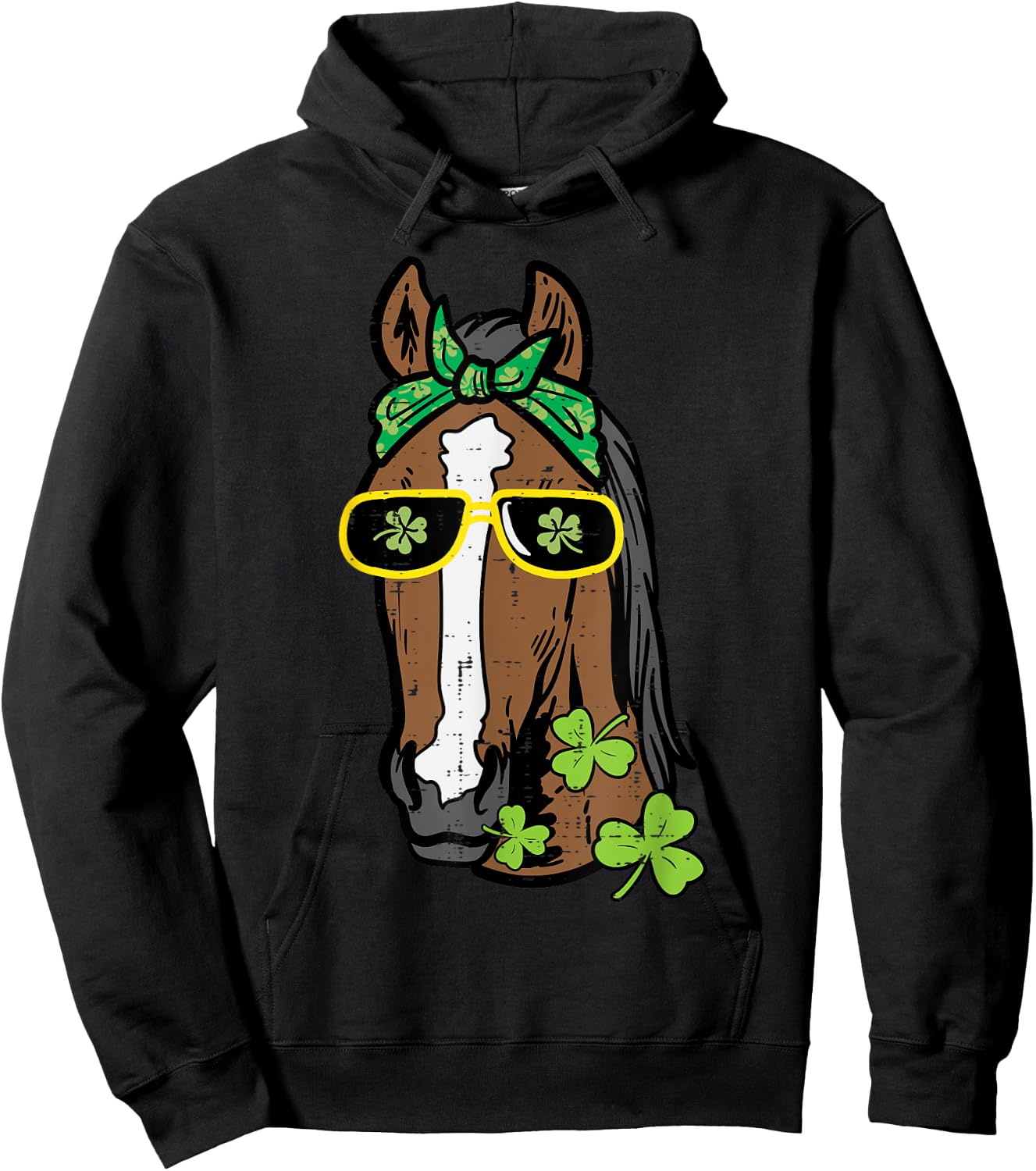St Patricks Day Horse Saint Pattys Paddys Women Girls Kids Hoodie - Hoodie | Black