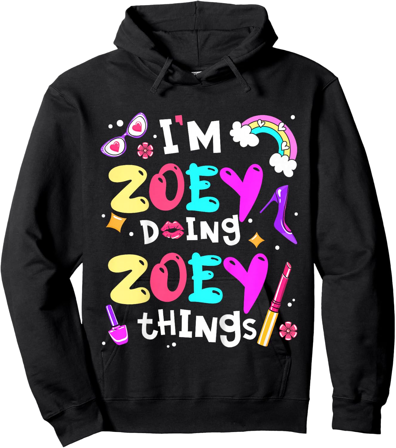 Kids I'm Zoey Doing Zoey Things Cute Girls Personalized Name Hoodie - Hoodie | Black