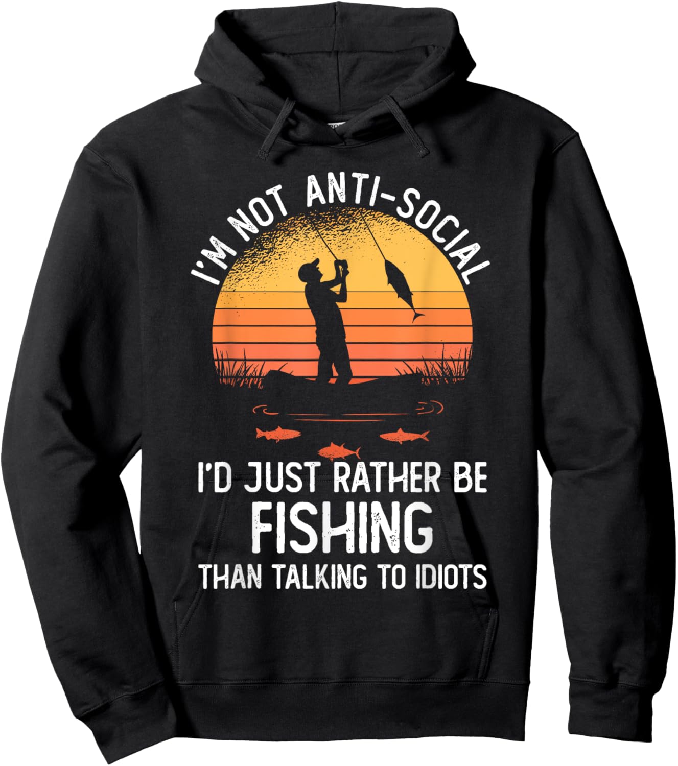 Fishing Shirt | I'd Rather Be Fishing | Funny Fishing Hoodie - Hoodie | Black