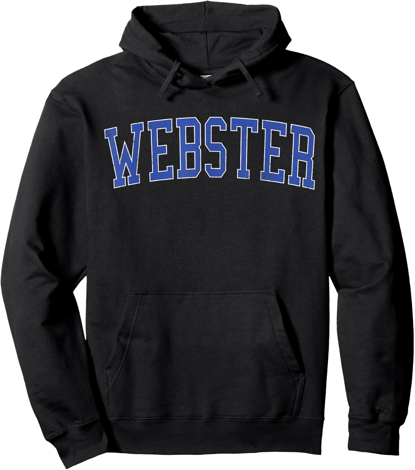 Vintage Webster TX Distressed Blue Varsity Style Hoodie - Hoodie | Black