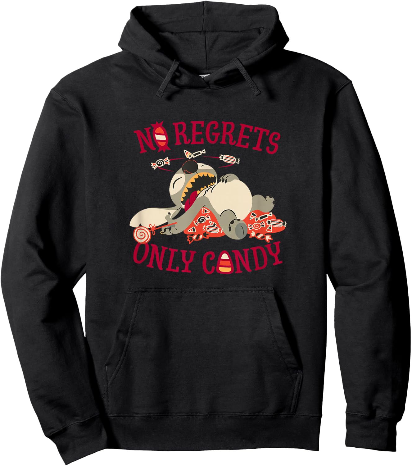 Disney Lilo & Stitch Halloween No Regrets Only Candy Hoodie - Hoodie | Black