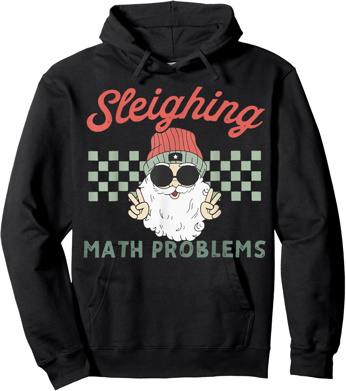 Retro Sleighing Math Problems Santa Math Teacher Christmas Hoodie - Hoodie | Black
