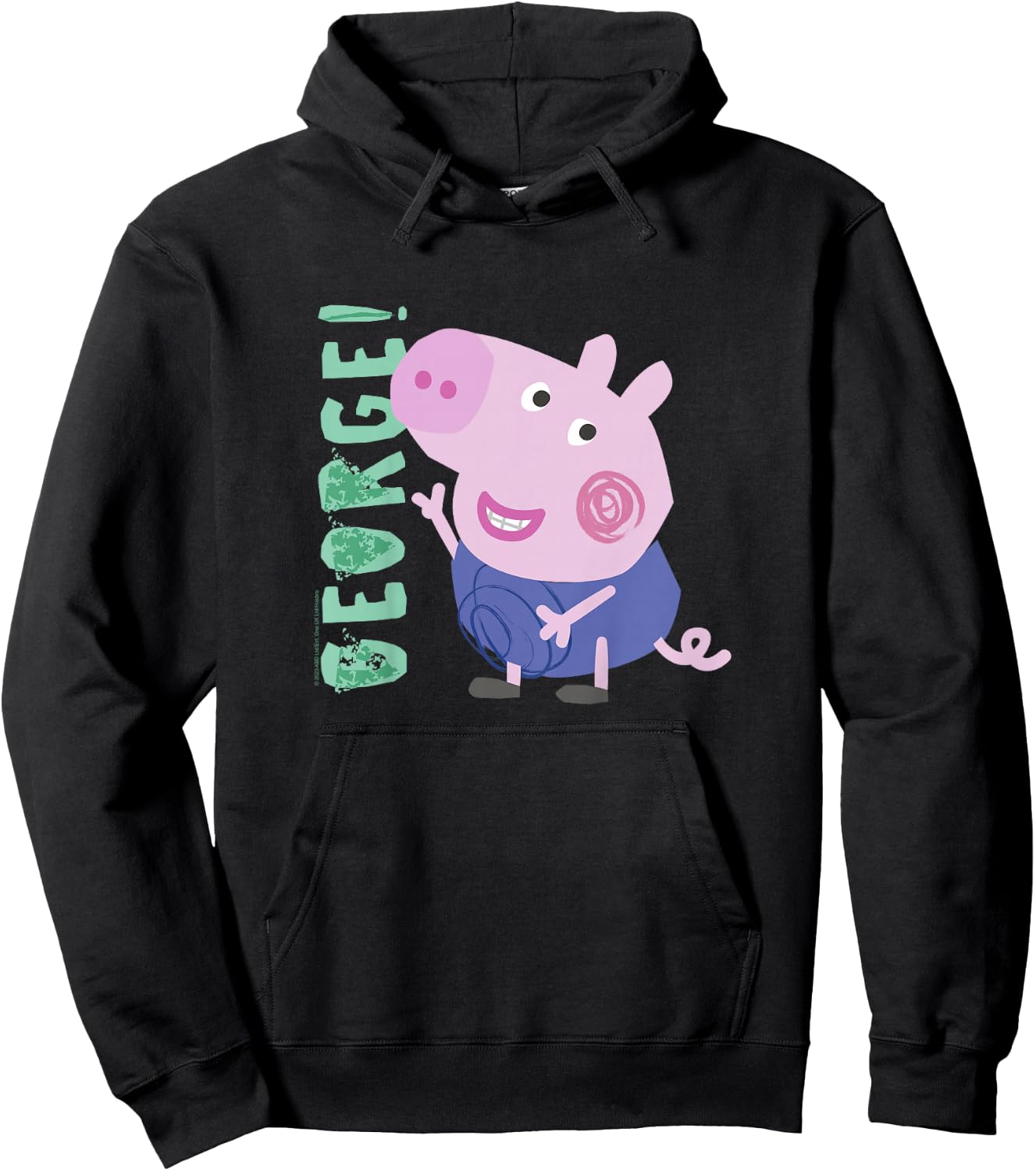 Peppa Pig George! Text Full Body Smiling Portrait Hoodie - Hoodie | Black