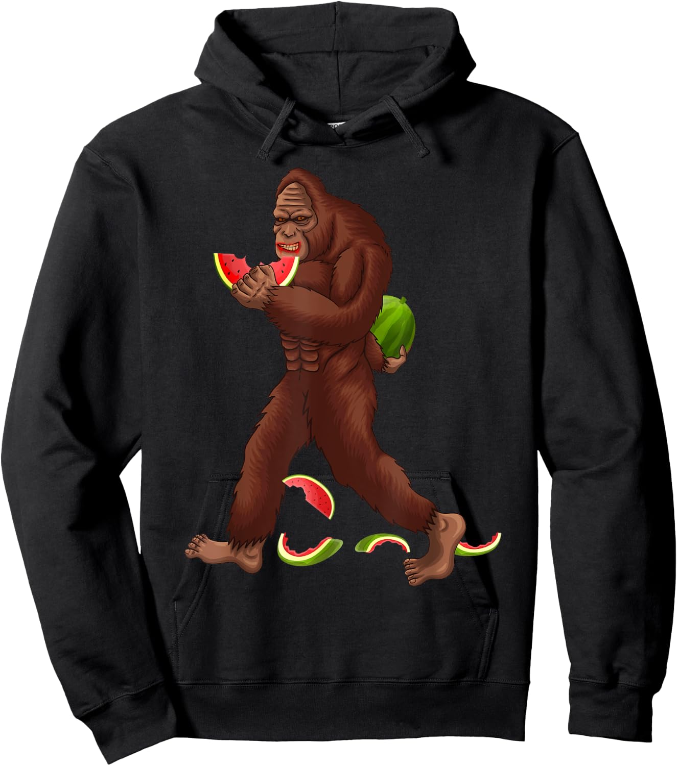 Funny Bigfoot & Watermelon Slice Summer Vacation Kids Boys Hoodie - Hoodie | Black