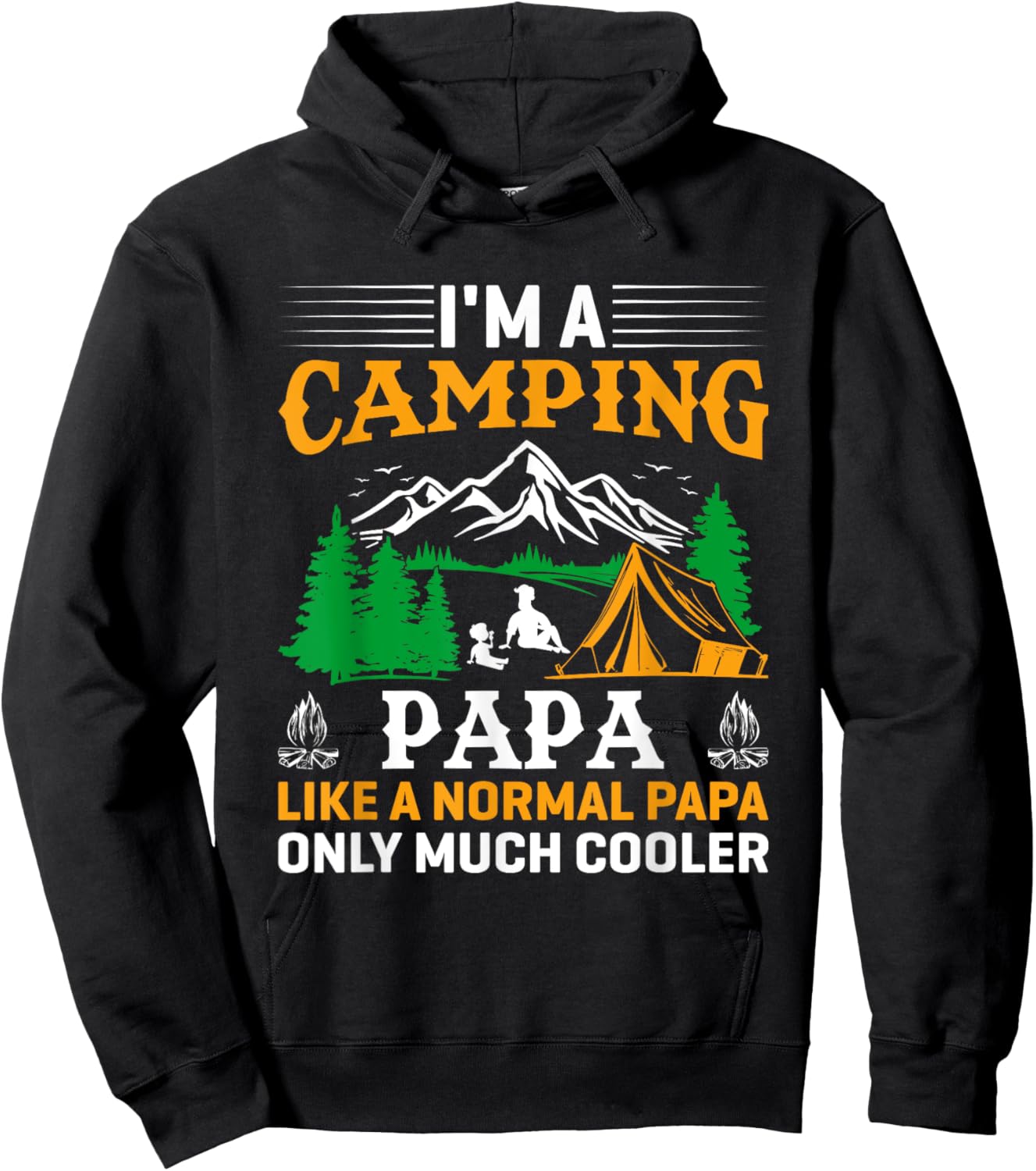 Papa Camping Fathers Day Funny Camper Dad Grandpa Men Hoodie - Hoodie | Black