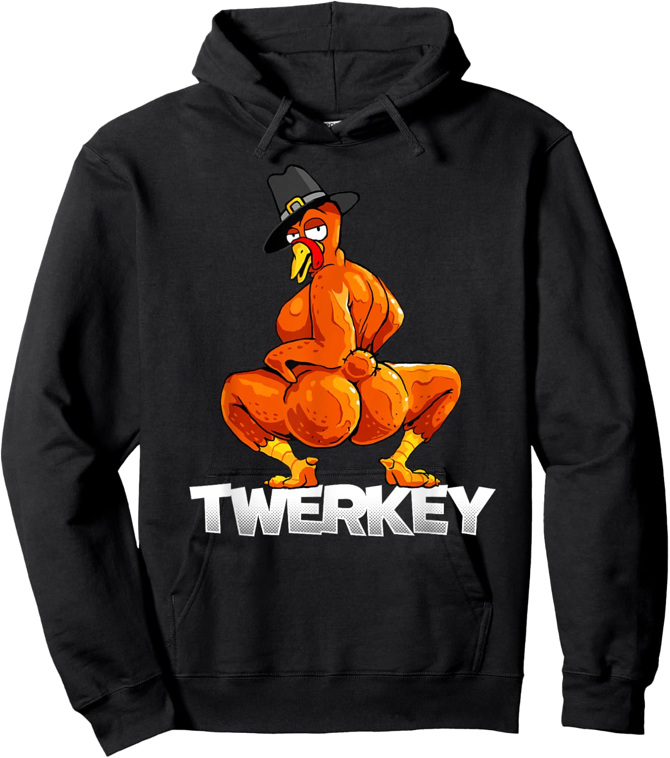 Twerkey Twerking Turkey Pilgrim Thanksgiving Twerk Turkey Hoodie - Hoodie | Black